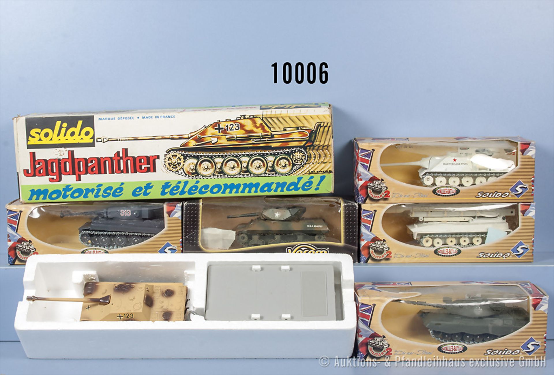 Konv. 6 Panzermodelle, dabei Destroyer, PT 76, Tigre, Leopard, SU 100 und Jagdpanther, ...