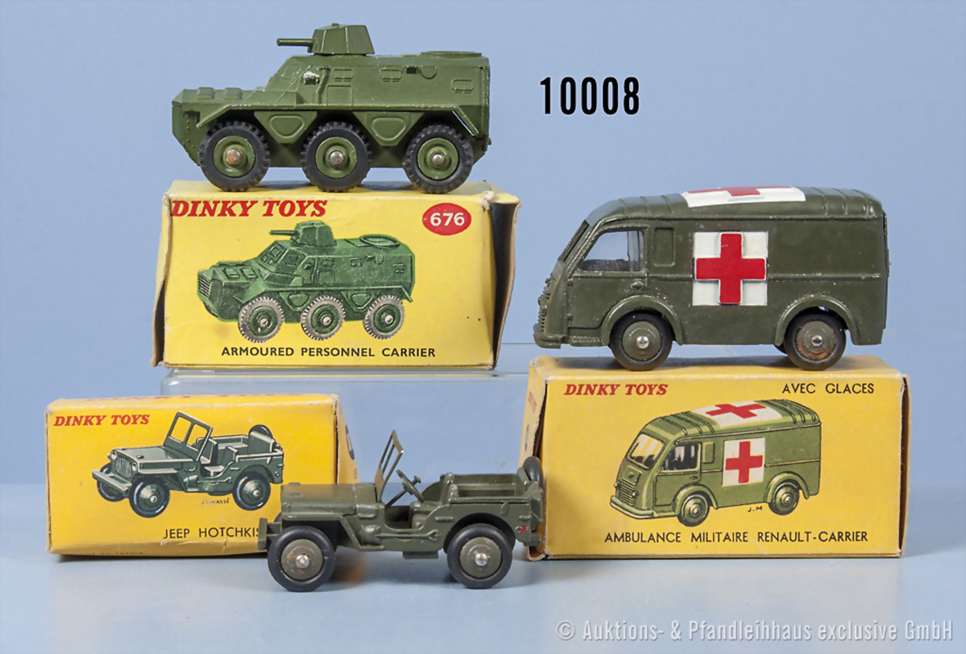 Konv. 3 Dinky Toys Modelle, dabei 80 B, 80 F und 676, M 1:43, Metallausf., guter bis ...