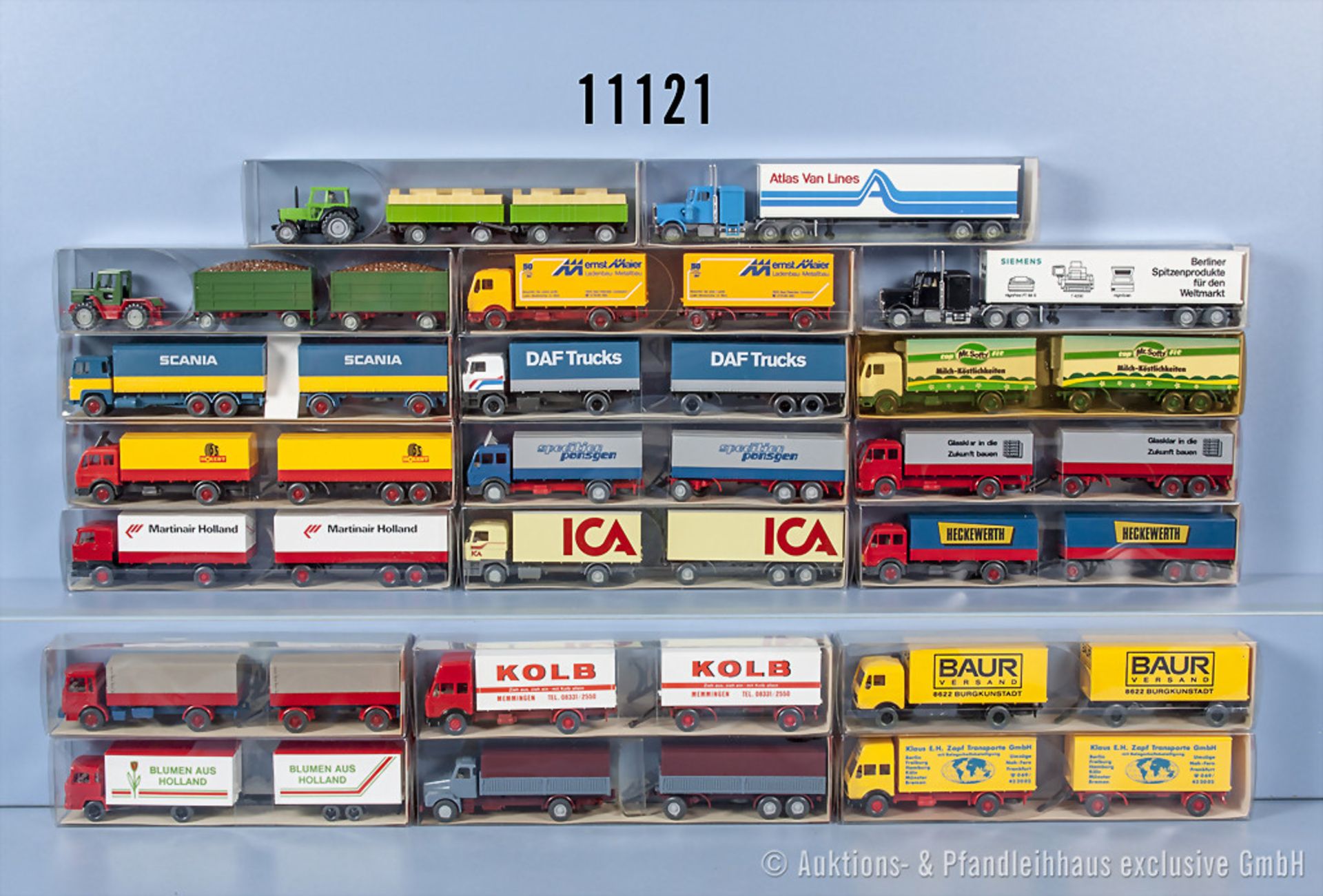 Konv. 20 Wiking H0 Modellfahrzeuge, dabei Sattelzüge, Lastzüge usw., teilw. verschiedene ...