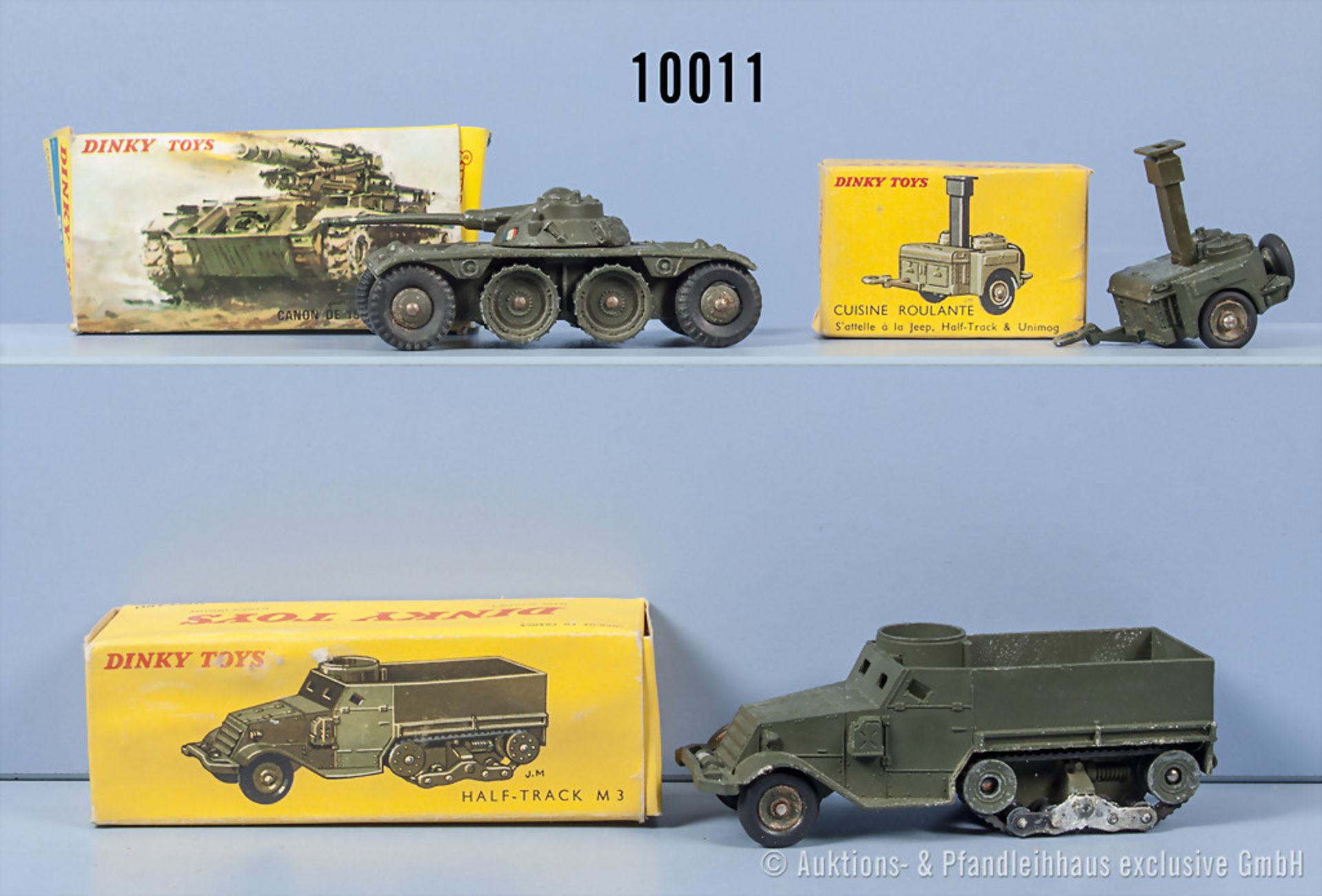 Konv. 3 Dinky Toys Modelle, dabei 80 A (in OVP von 813), 822 und 823, M 1:43, ...