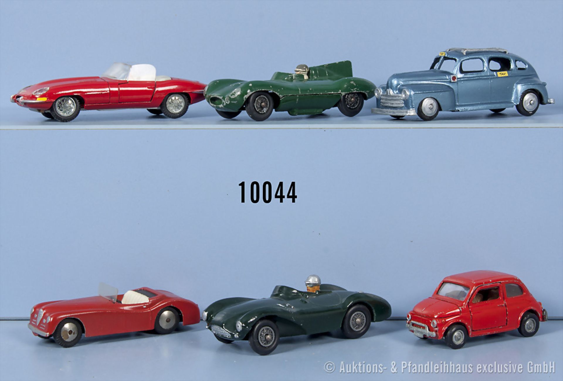 Konv. 6 Modellfahreuge, dabei Aston Martin DB3 S, Jaguar D-Type, Alfa Romeo usw., ...