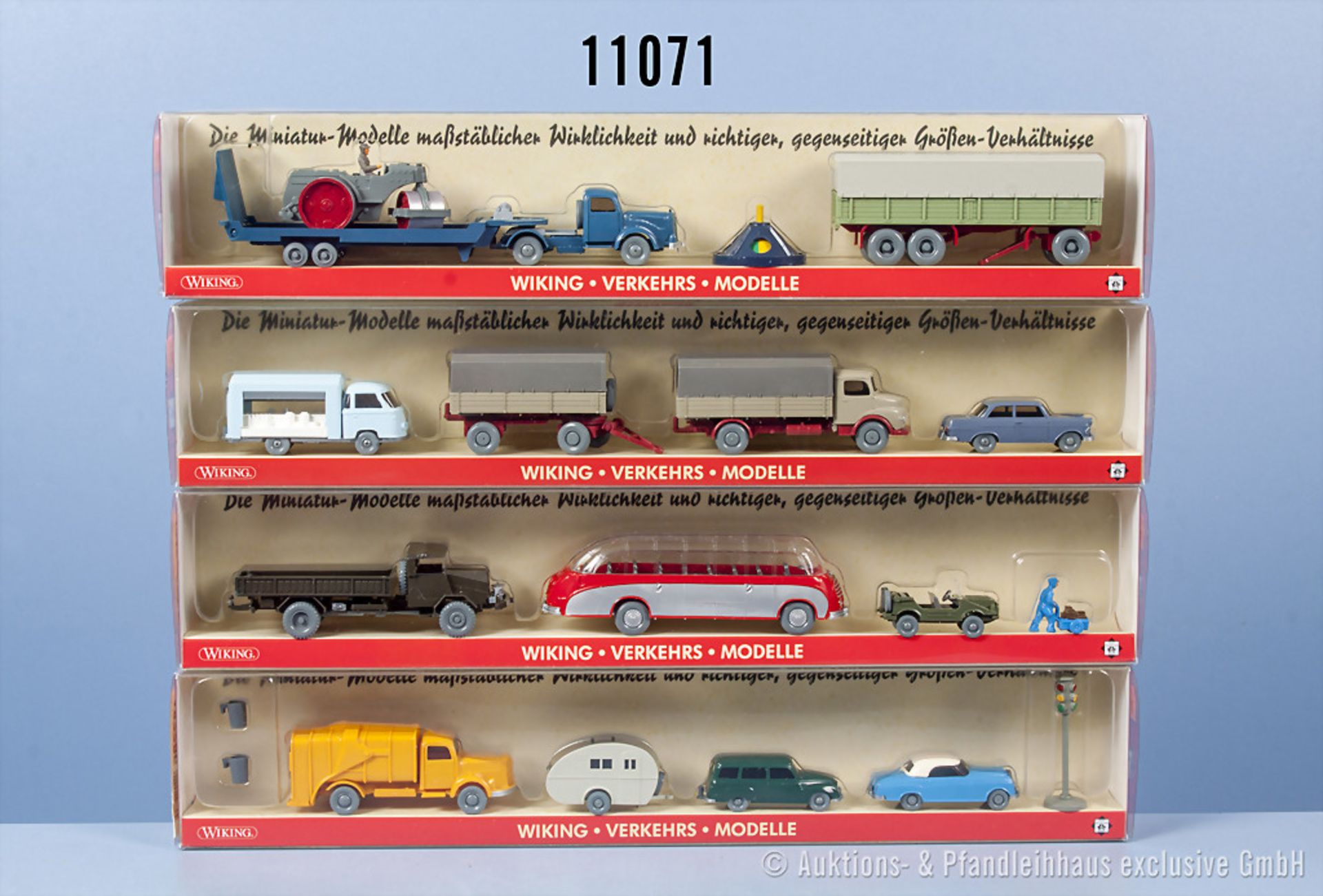 Konv. 4 Wiking H0 WVM Set-Packungen Postmuseum Shop mit insgesamt 11 Fahrzeugen, Ausgabe ...