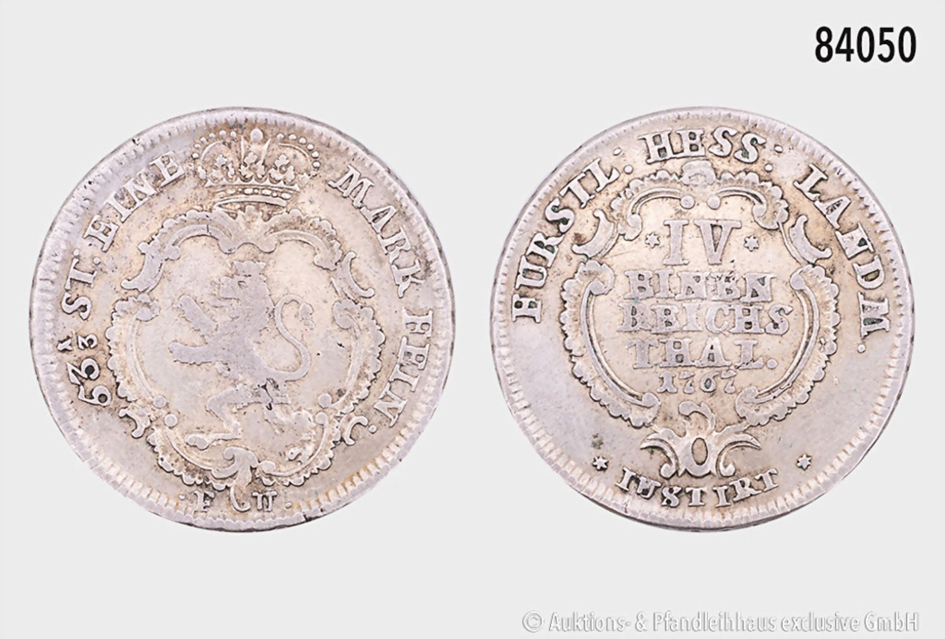 Hessen-Kassel, 1/4 Reichstaler 1767 F.U., 7,66 g, 28 mm, Schön 127, sehr ...