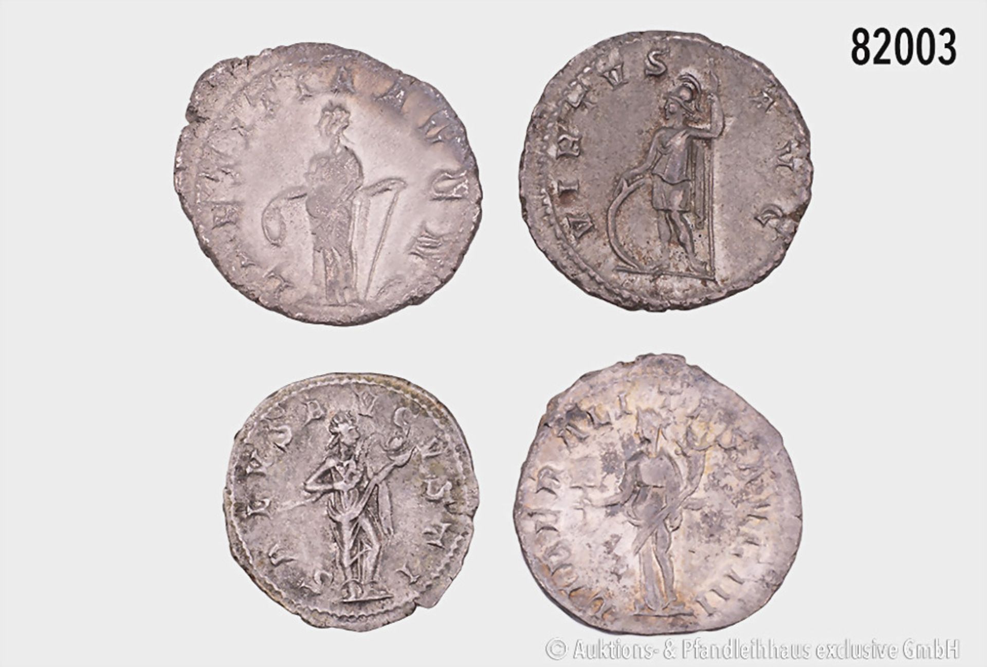 Gordian III. (238-244), Konv. 3 Antoniniane und 1 Denar, gemischter Zustand, bitte ... - Image 2 of 2