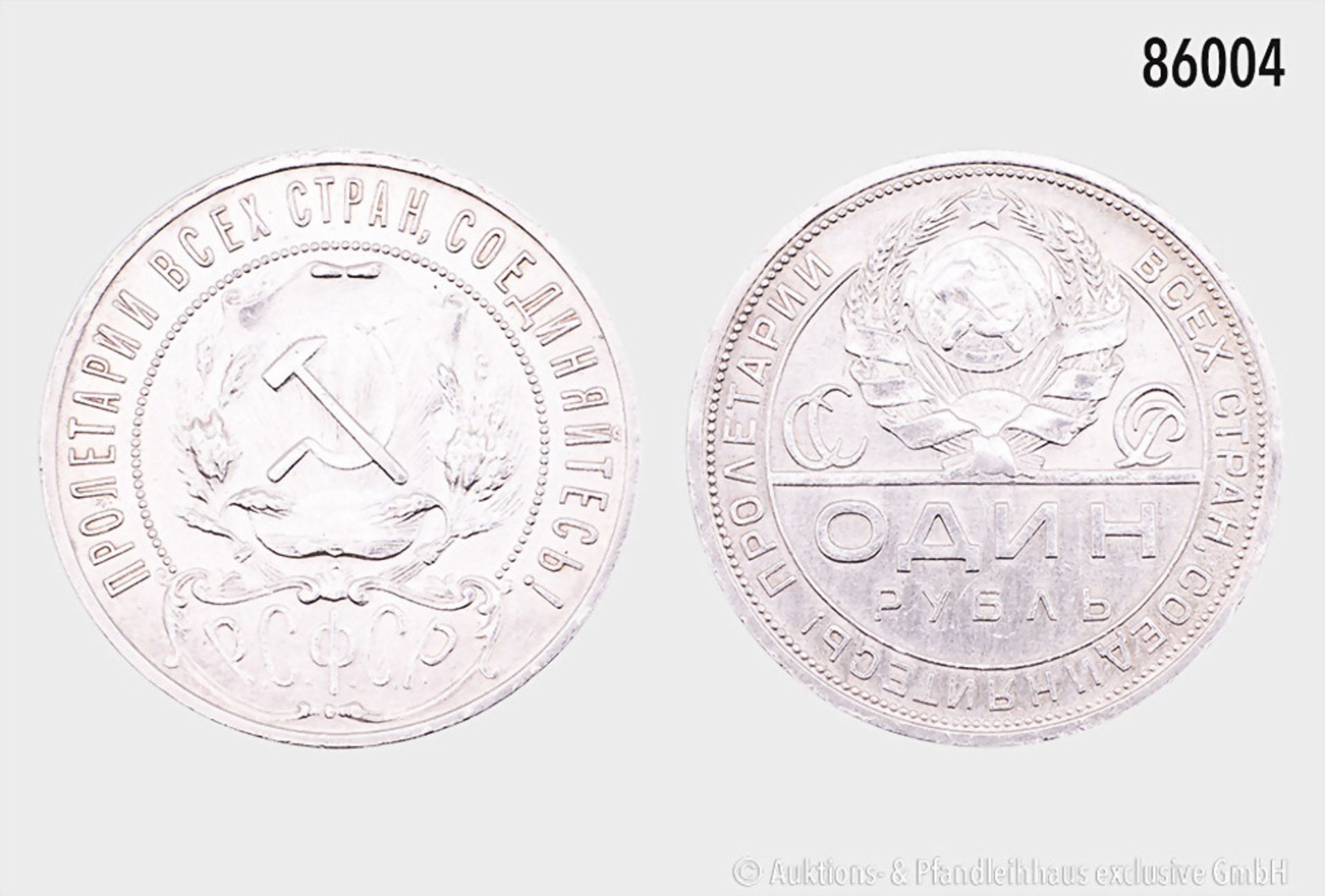 Russland/Sowjetunion, Konv. Rubel 1921 und 1924, 900er Silber, kleine Randfehler und ... - Bild 2 aus 2