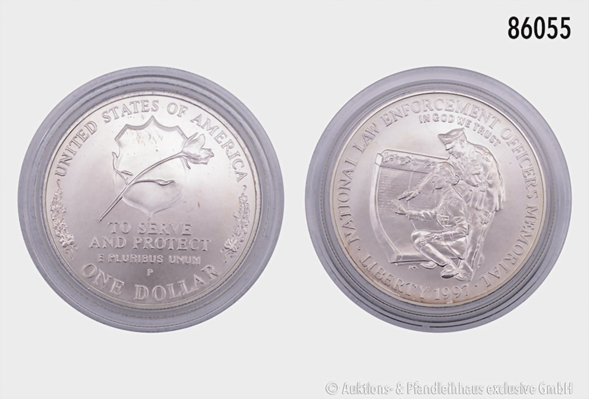 USA, 1 Dollar 1997, Gedenkmünze auf die Nationale Gedenkstätte für im Dienst getötete ...