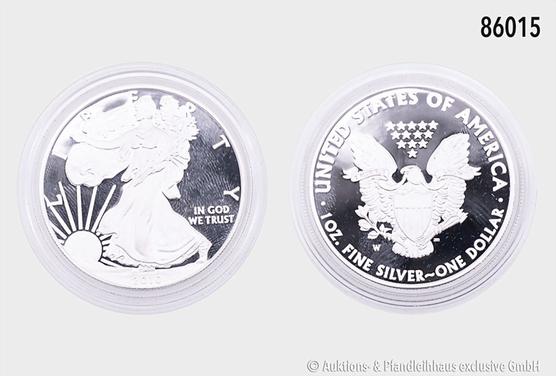 USA, One Dollar 2010, 1 Unze Feinsilber, American Eagle, in Originalbox mit Zertifikat, ...