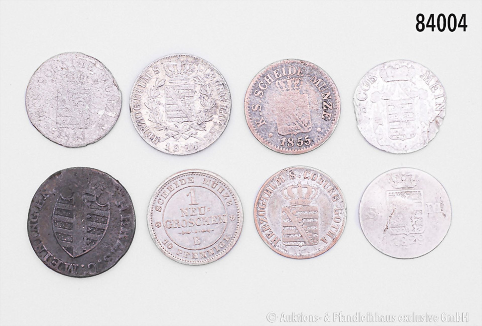 Sachsen/Sachsen-Coburg und Gotha/Sachsen-Meiningen, Konv. 8 Kleinmünzen, dabei ...