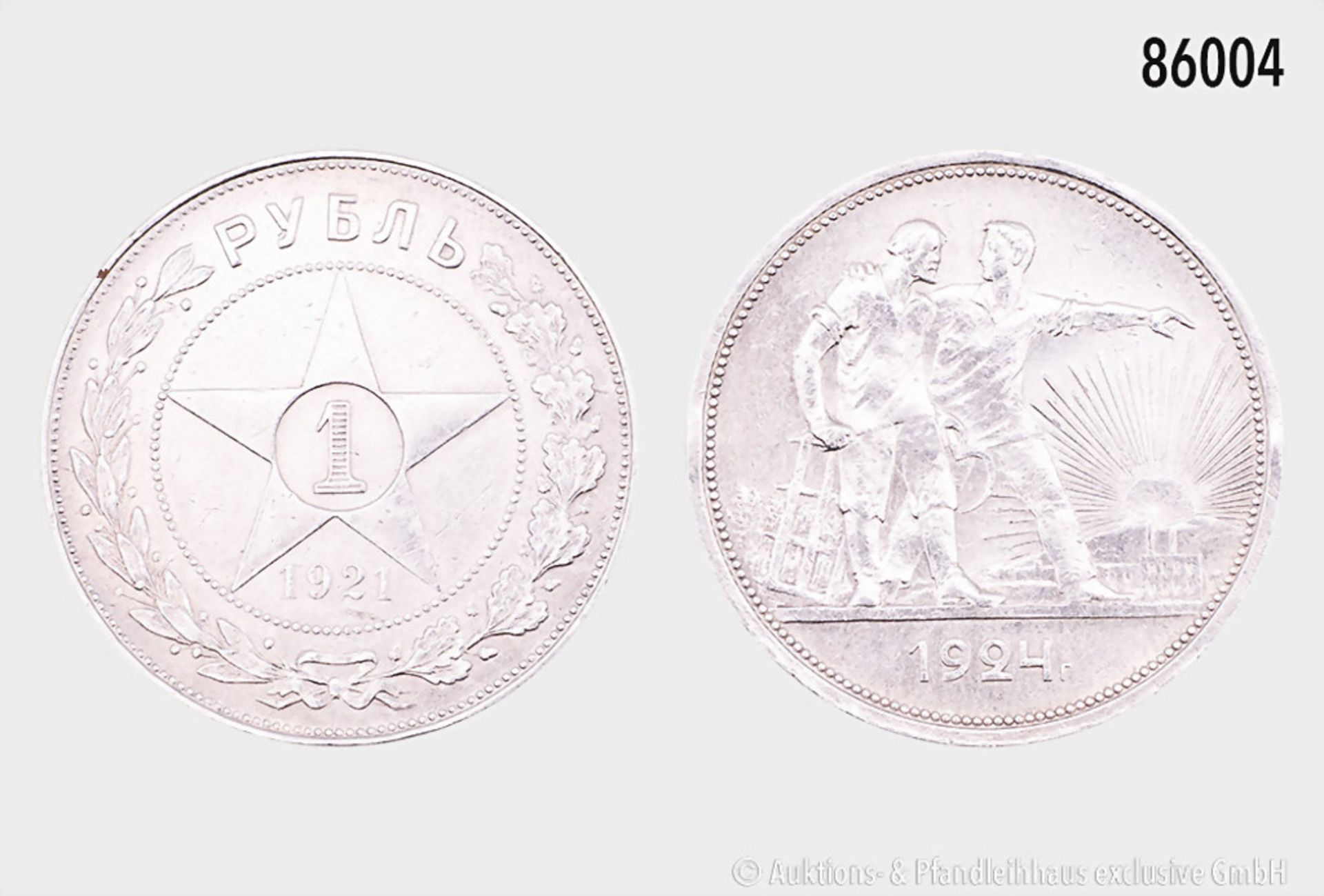 Russland/Sowjetunion, Konv. Rubel 1921 und 1924, 900er Silber, kleine Randfehler und ...