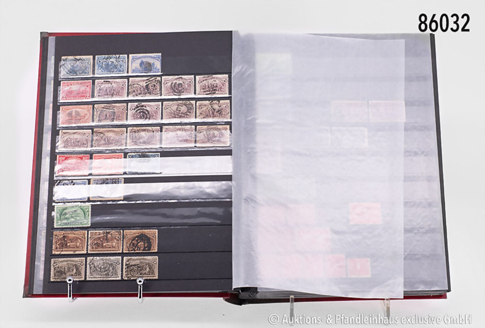 Konv. 8 Briefmarken-Alben, dabei viel USA, Deutschland, 11 x Beethoven-Block, ...