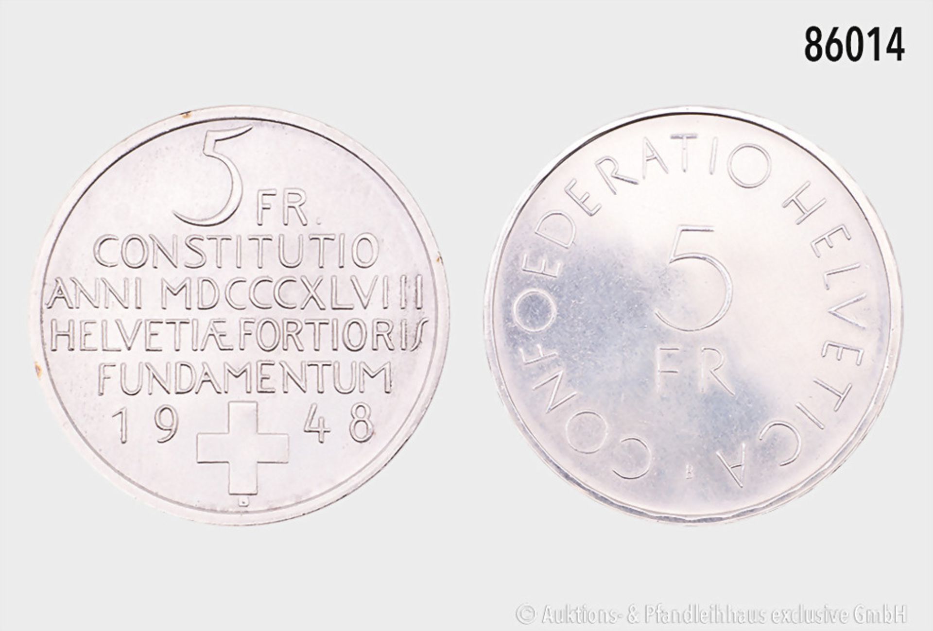 Schweiz, Konv. 5 Franken 1948, Verfassung, HMZ 1162 und 5 Franken 1963, Rotkreuz, HMZ ... - Bild 2 aus 2