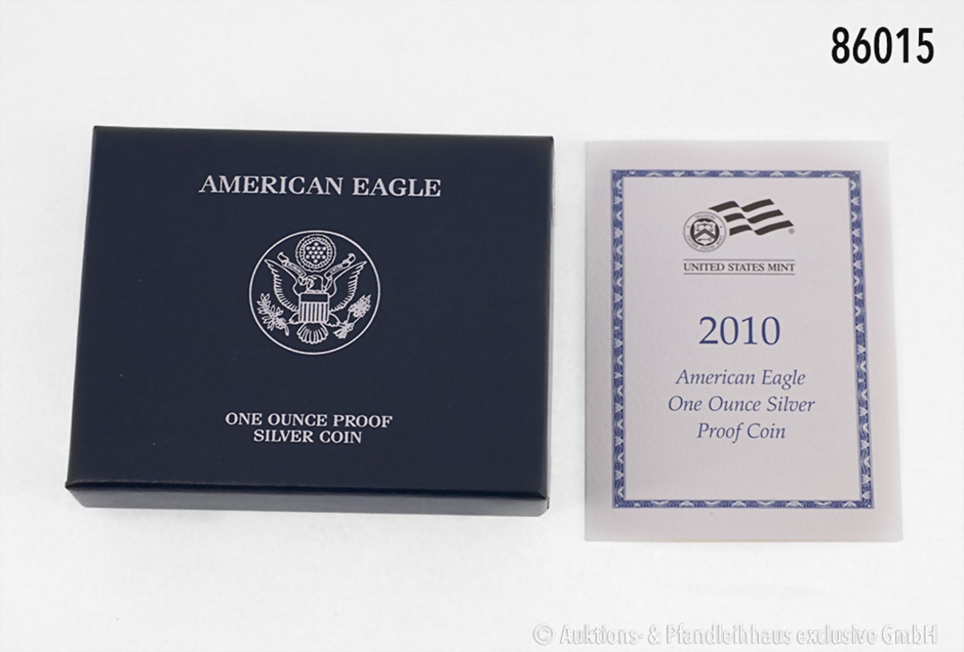 USA, One Dollar 2010, 1 Unze Feinsilber, American Eagle, in Originalbox mit Zertifikat, ... - Bild 3 aus 3