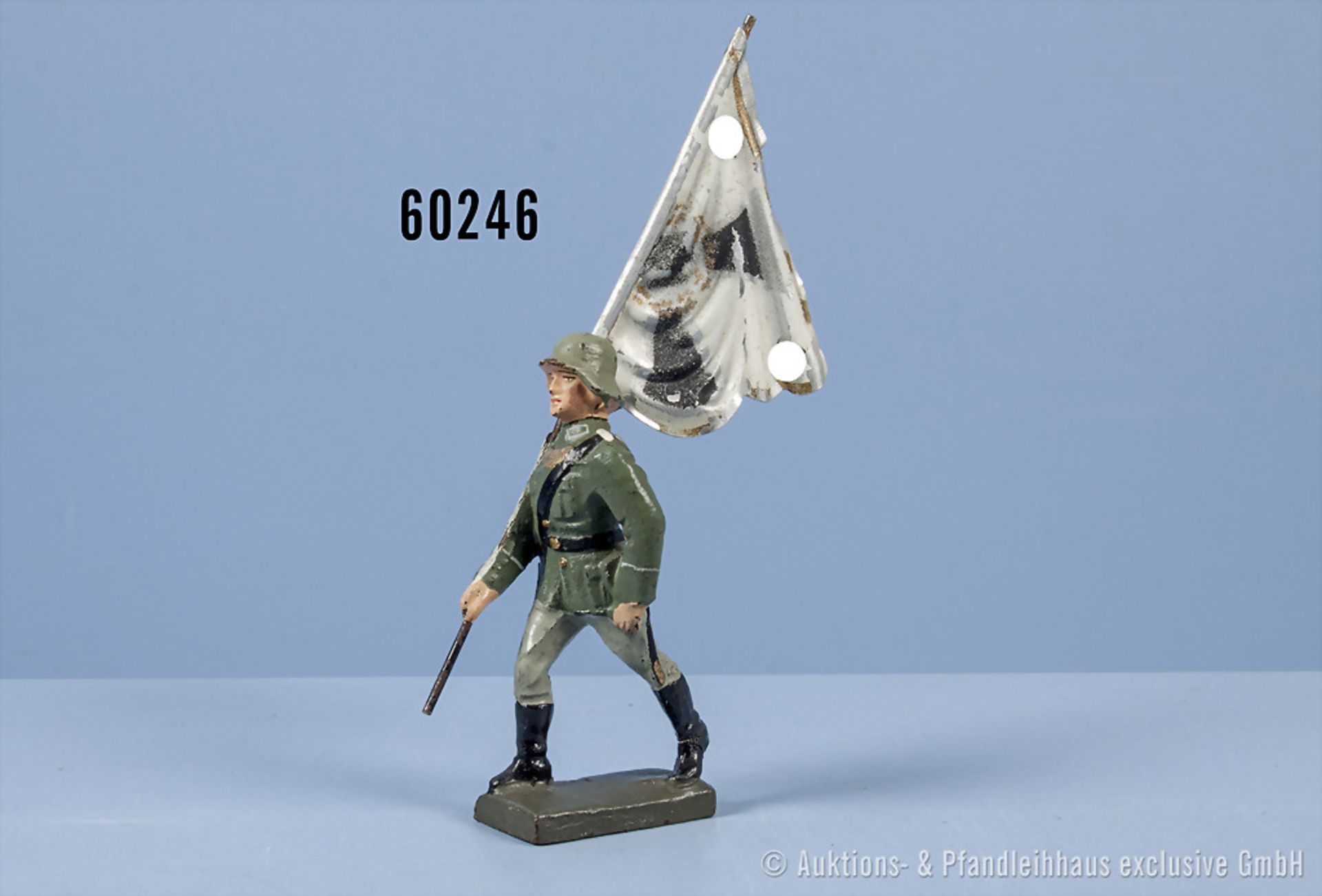 Lineol Schulterfahnenträger mit Infanteriefahne mit goldenem Ehrenkranz, h. M., 7 cm ...