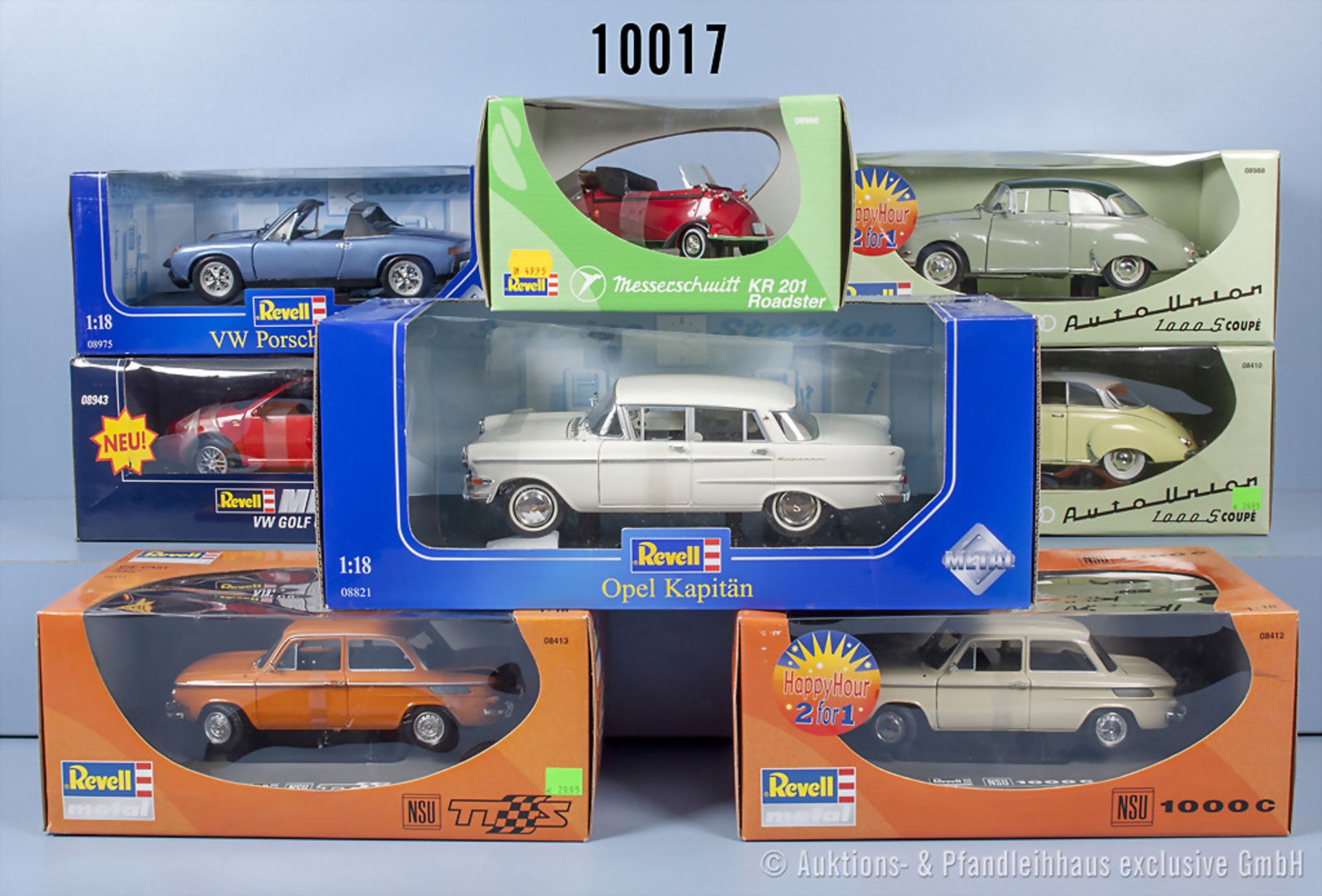 Konv. 8 Revell Modellfahrzeuge dabei Opel, VW, Messerschmitt, NSU und Auto Union, M ...