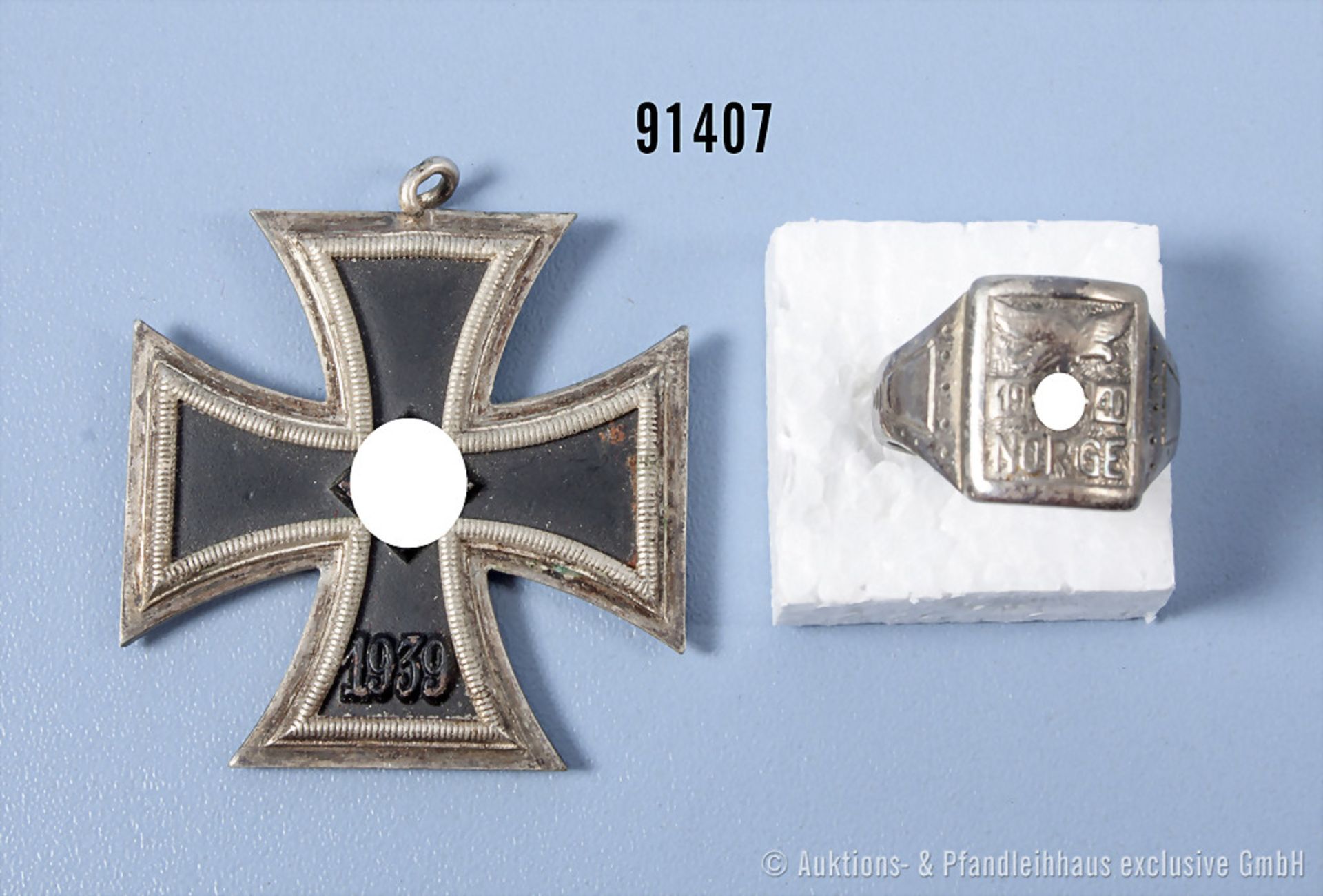 Konv. EK 2 1939 mit fehlendem Bandring und Erinnerungsring der Luftwaffe "Norge 1940", ...