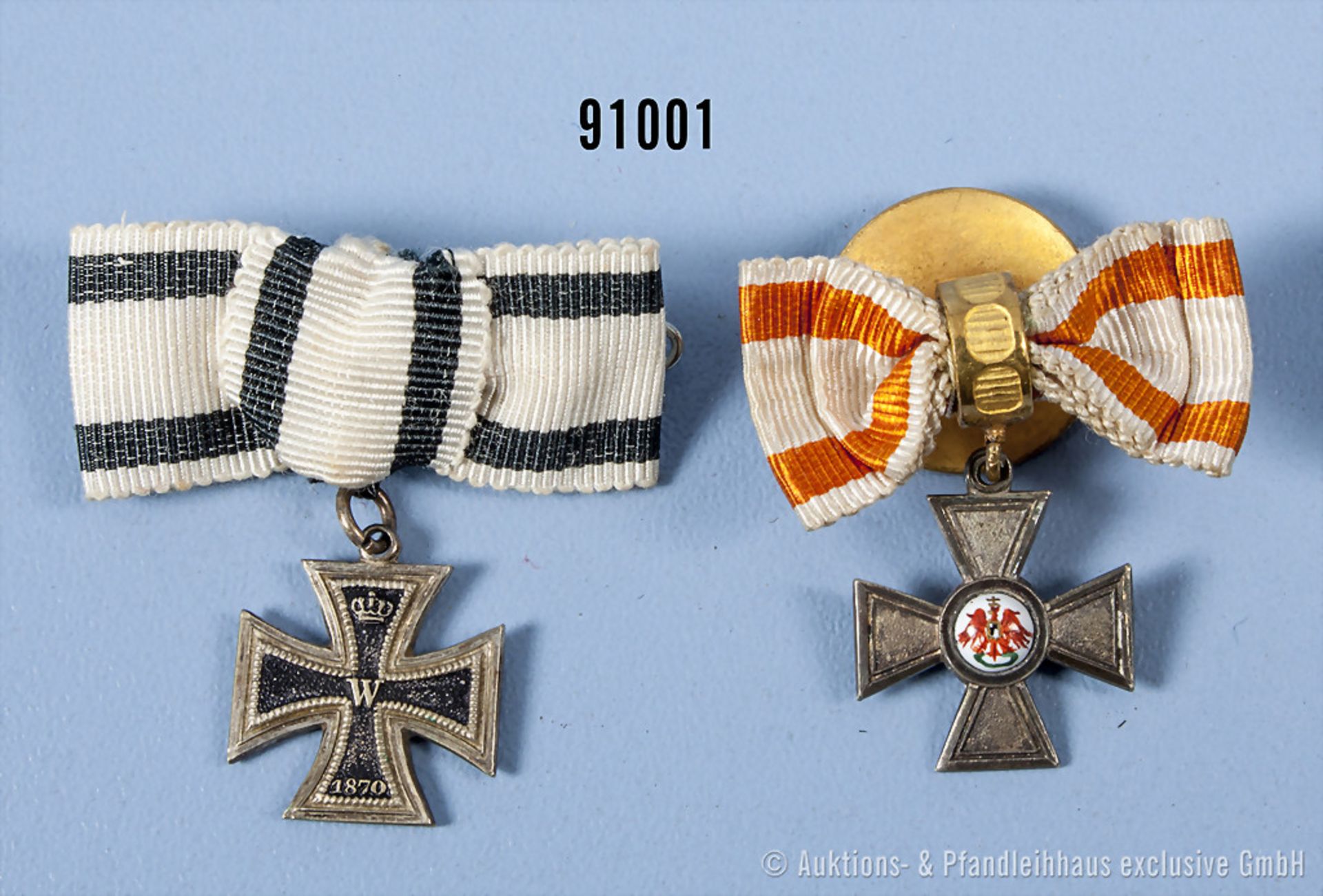 Konv. Preußen 2 Miniaturen jeweils an der Knopflochschleife, Roter Adlerorden 4. Klasse ...