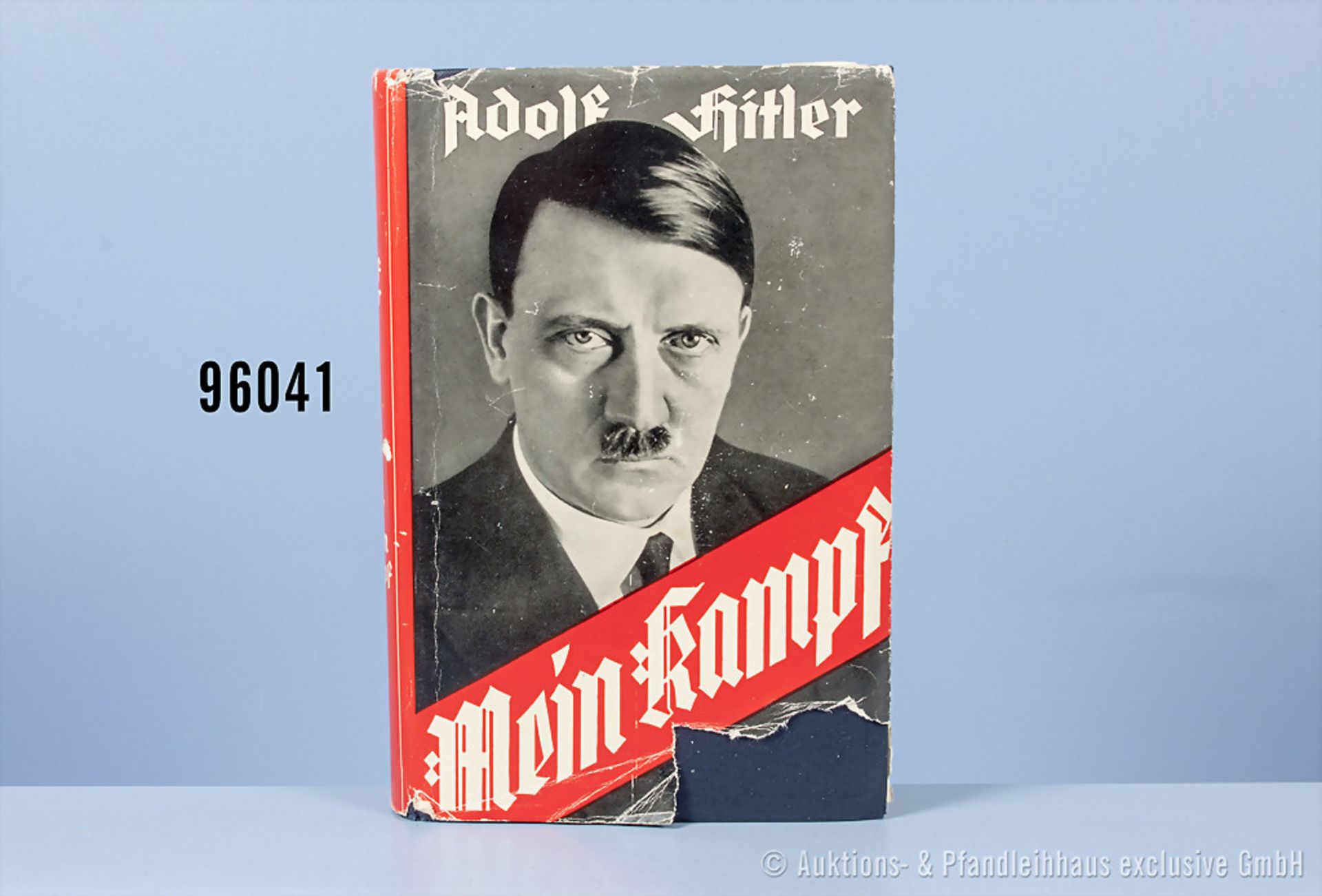Adolf Hitler „Mein Kampf“, blaue Leinenausführung von 1942, auf dem Vorsatzblatt ...
