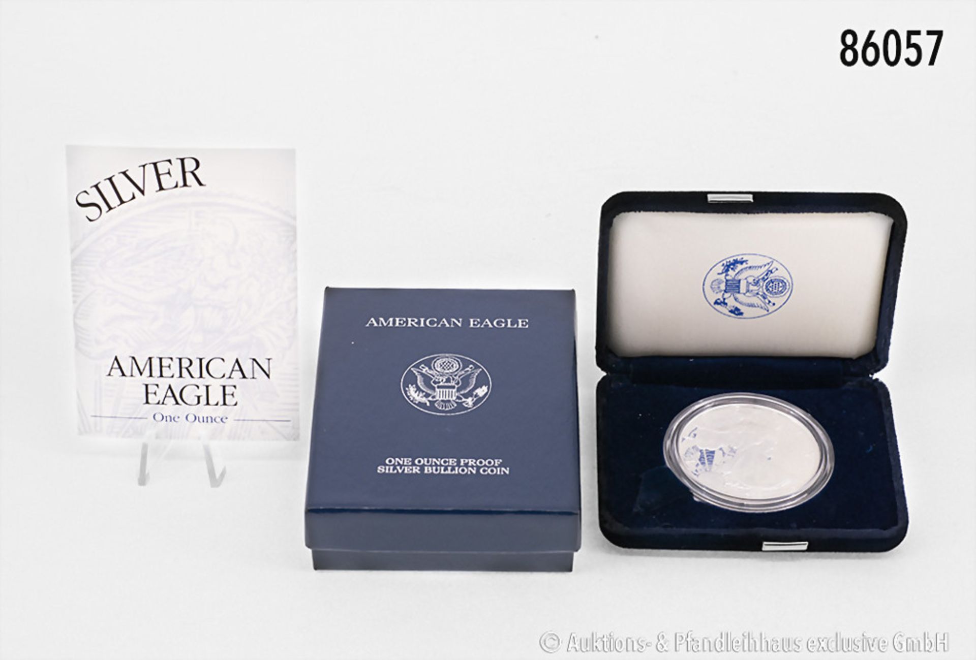 USA, One Dollar 2001, 1 Unze Feinsilber, American Eagle, in Originalbox mit Zertifikat, ...