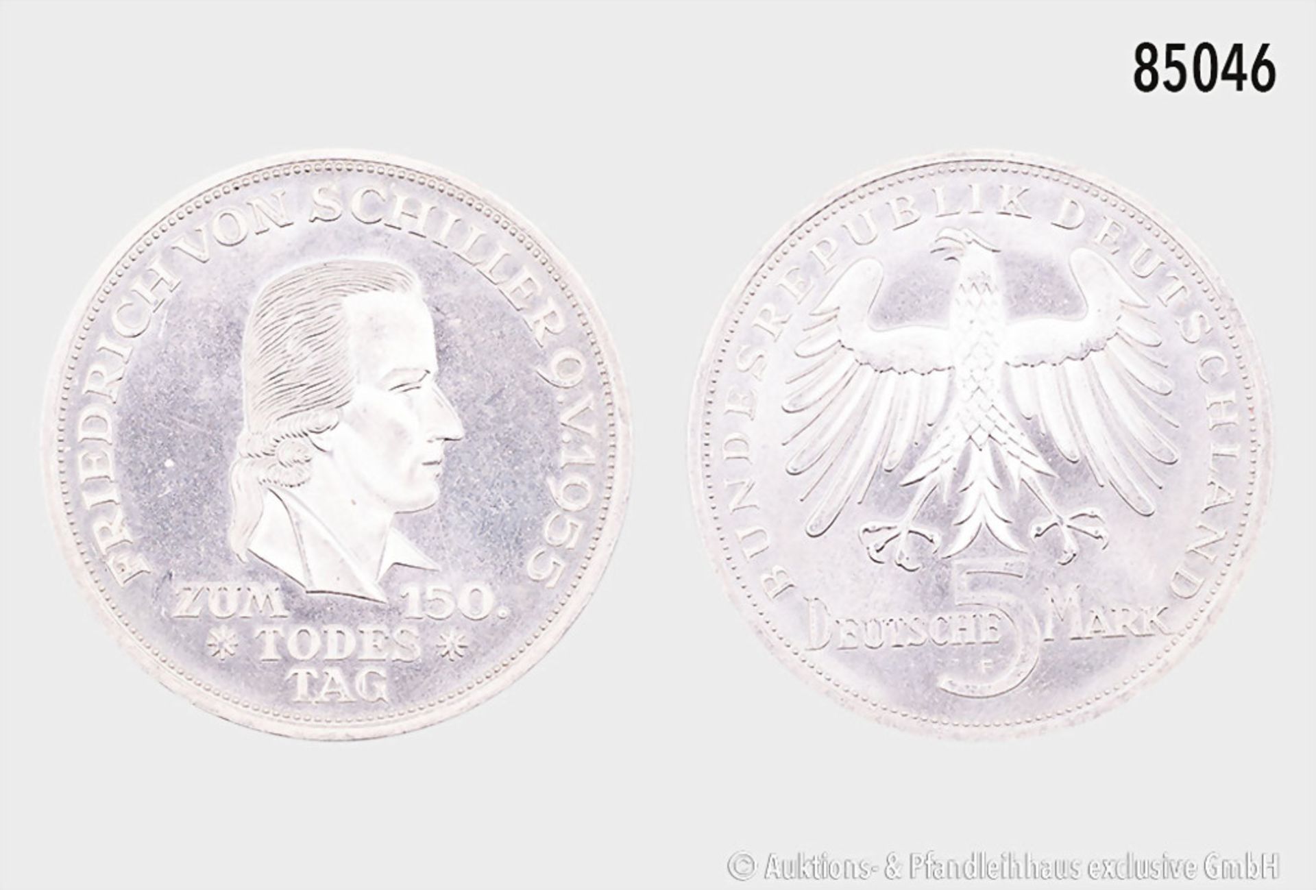 Bundesrepublik Deutschland, 5 DM 1955 F, anlässlich des 150. Todestages von Friedrich ...