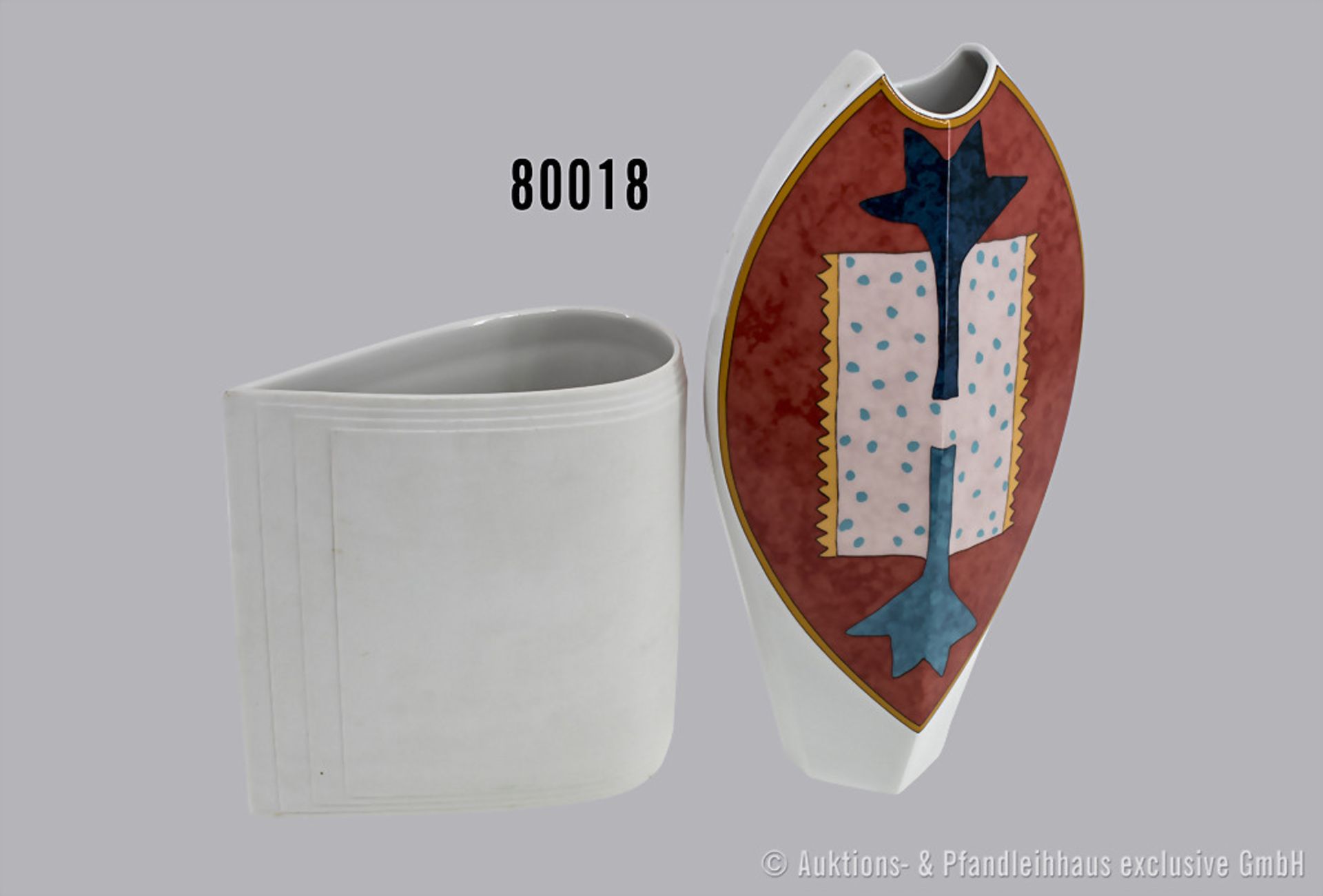 Konv. 2 Rosenthal Porzellan Vasen, dabei Enigma, Künstler Fischer Treyden, H 32 cm und ...
