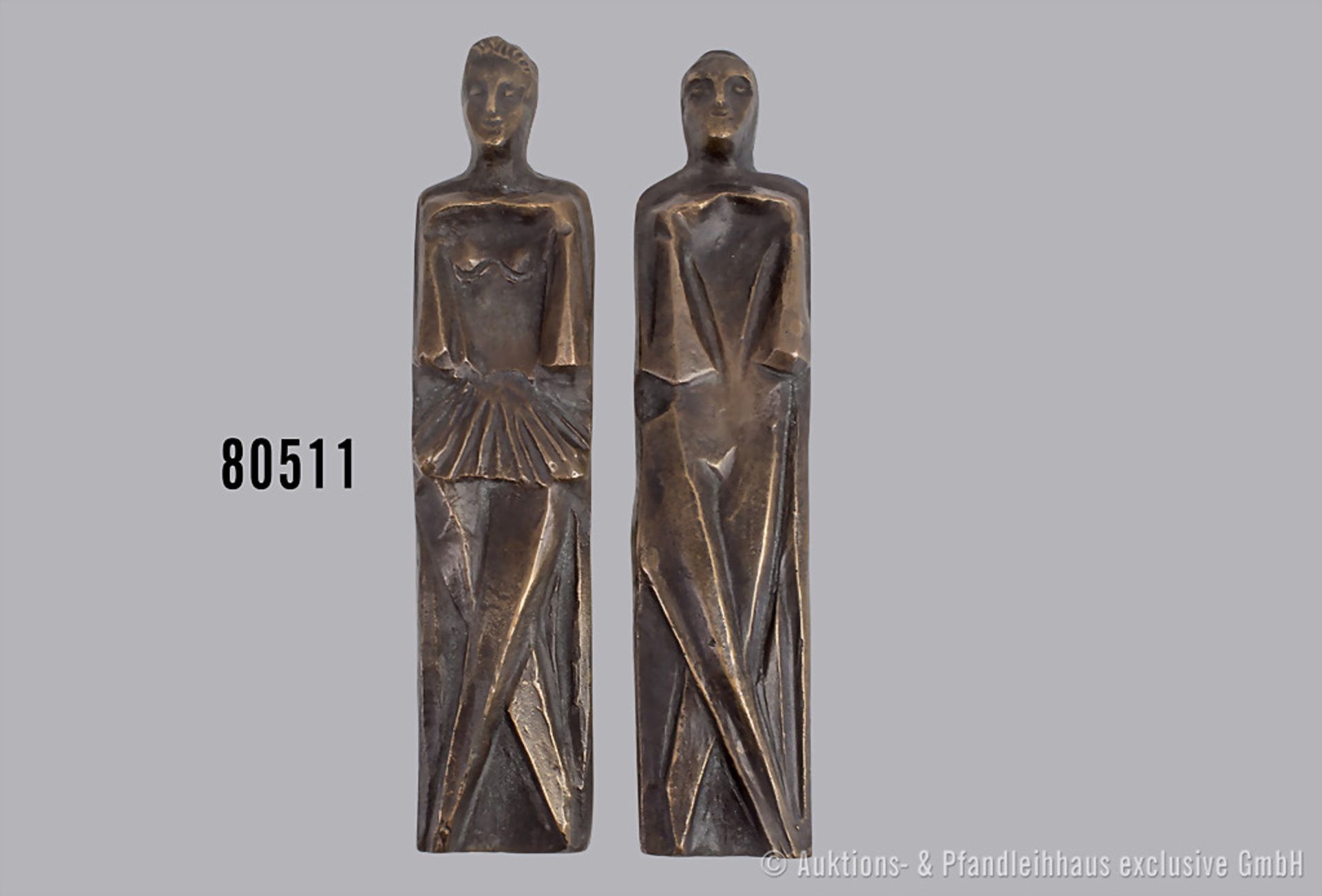 Konv. 2 Bronze Objekte des Künstlers und Bildhauers Gustav Nonnenmacher, 2 Türgriffe zum ...