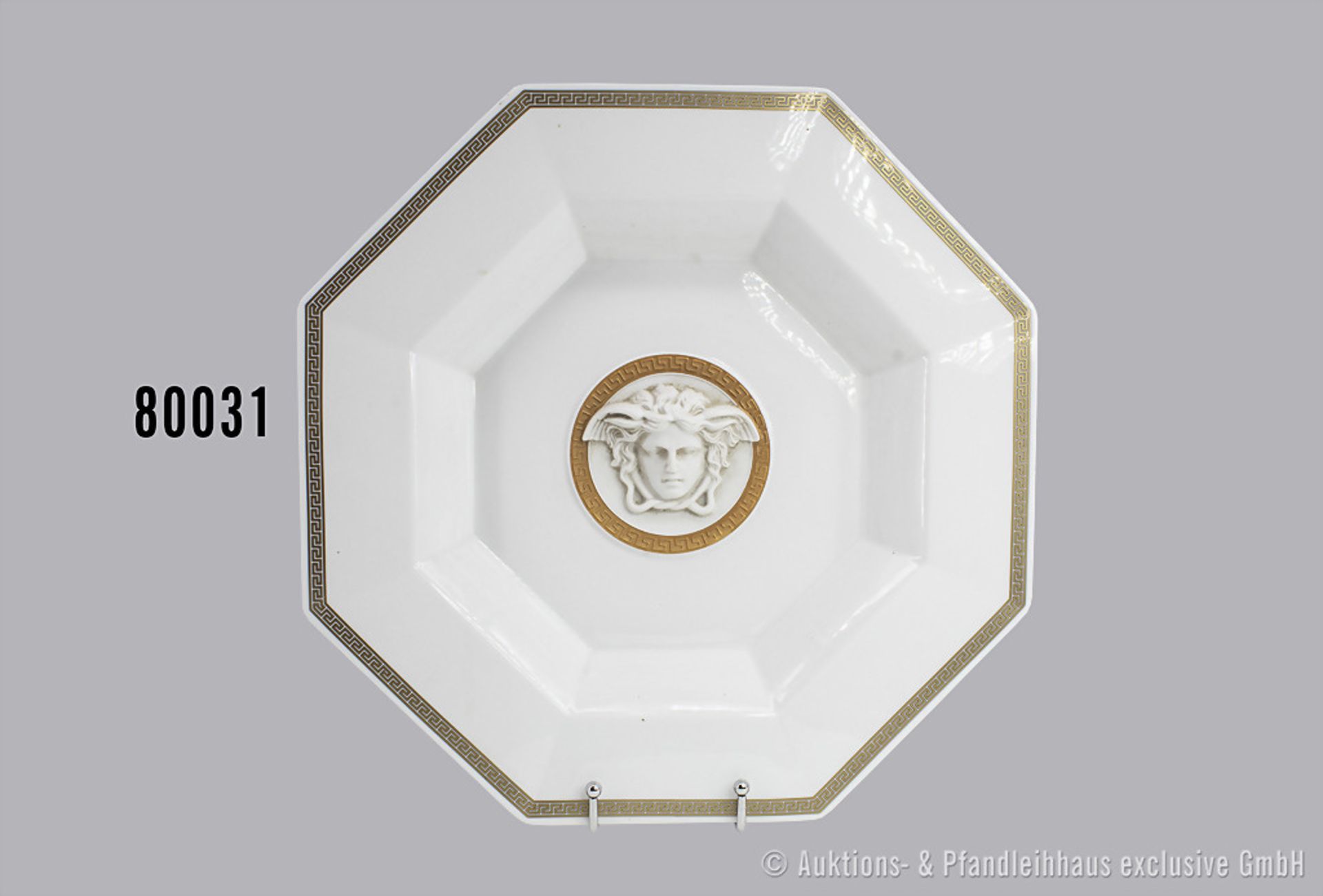 Rosenthal Porzellan 8-eckige Schale "VERSACE", Gorgana, in der Mitte die Medusa, L 36 ...