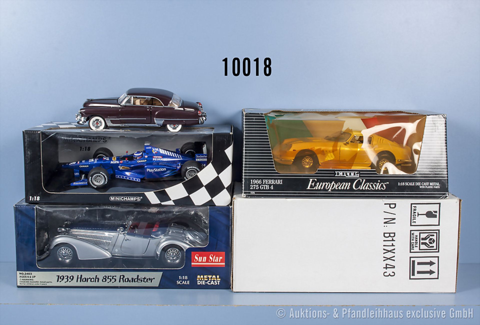 Konv. 4 Modellfahrzeuge dabei Minichamps Formel 1, Franklin Mint Cadillac Coupe de ...