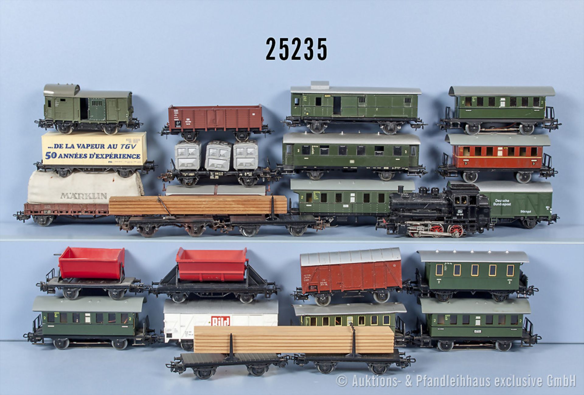 Konv. Märklin H0, dabei 3000 Tenderlok der DB, BN 89 005, Achsfolge C, 8 Personenwagen, ...