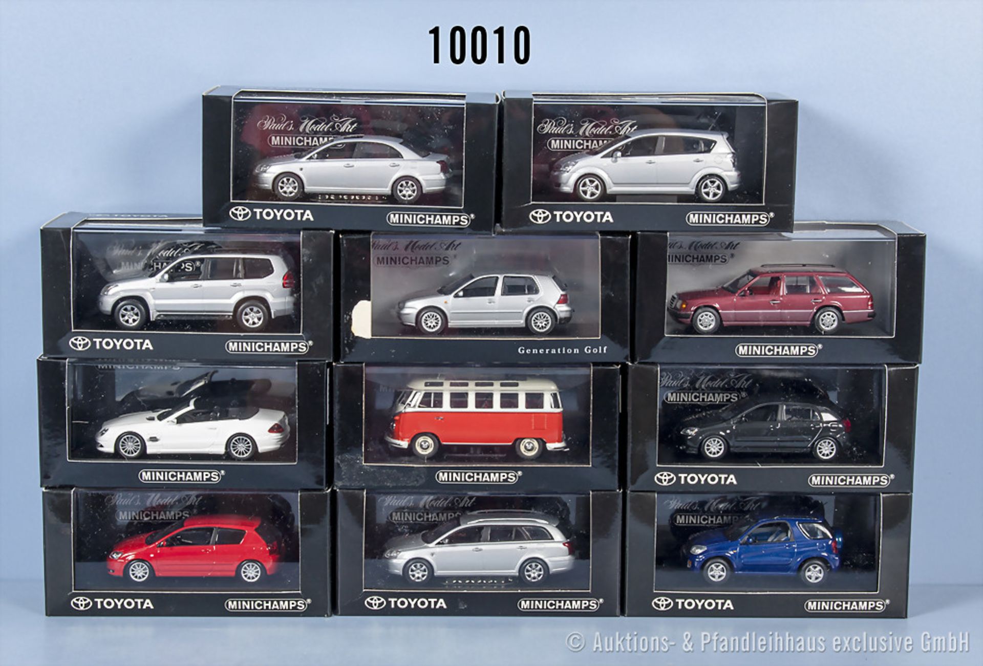 Konv. 11 Minichamps Modellfahrzeuge dabei Mercedes Benz SL55 AMG, VW Samba Bus usw., ...