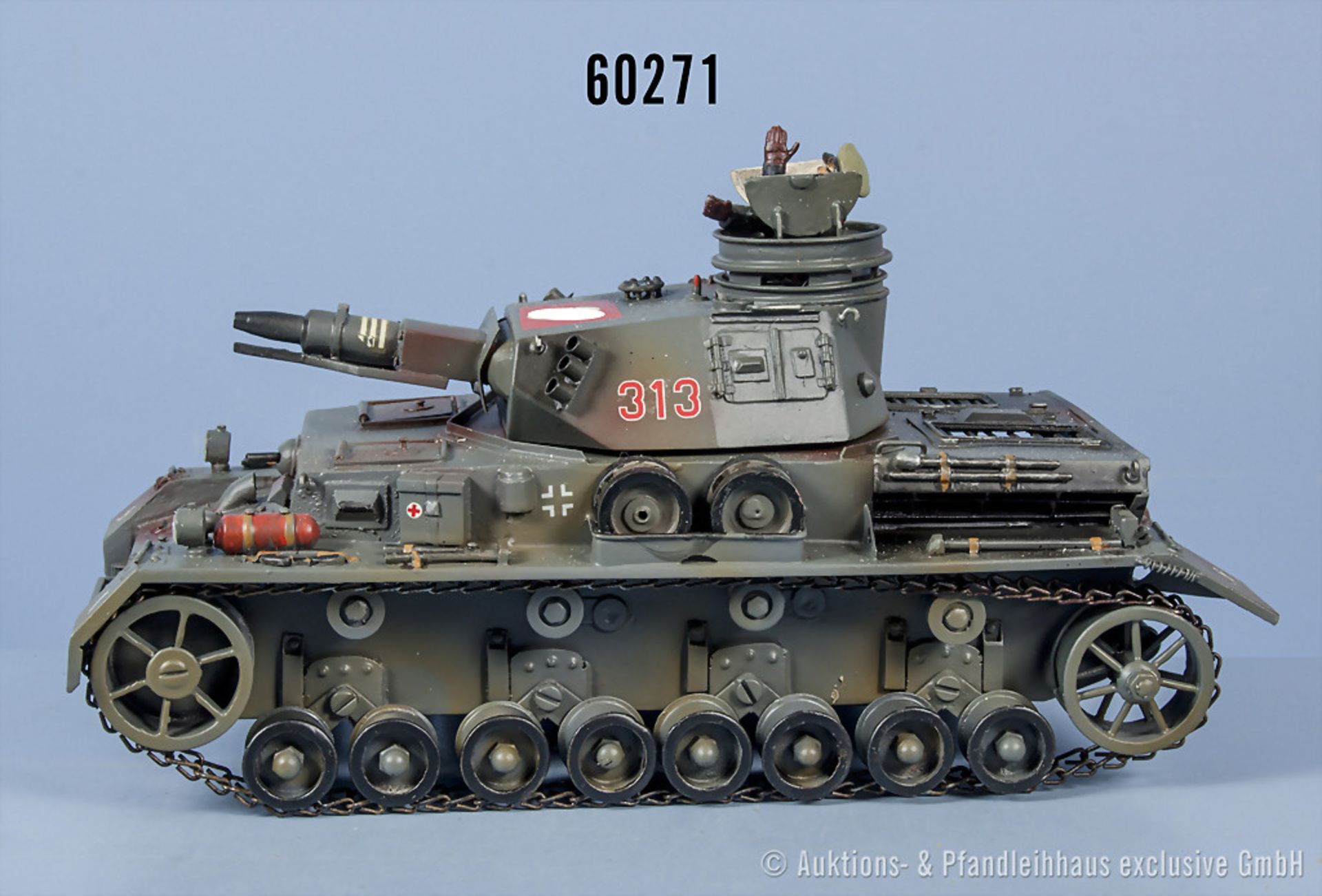 Panzer, feldgrau mimikry lack. Blechausf., passend für 7 cm Figuren, Geschützturm ...