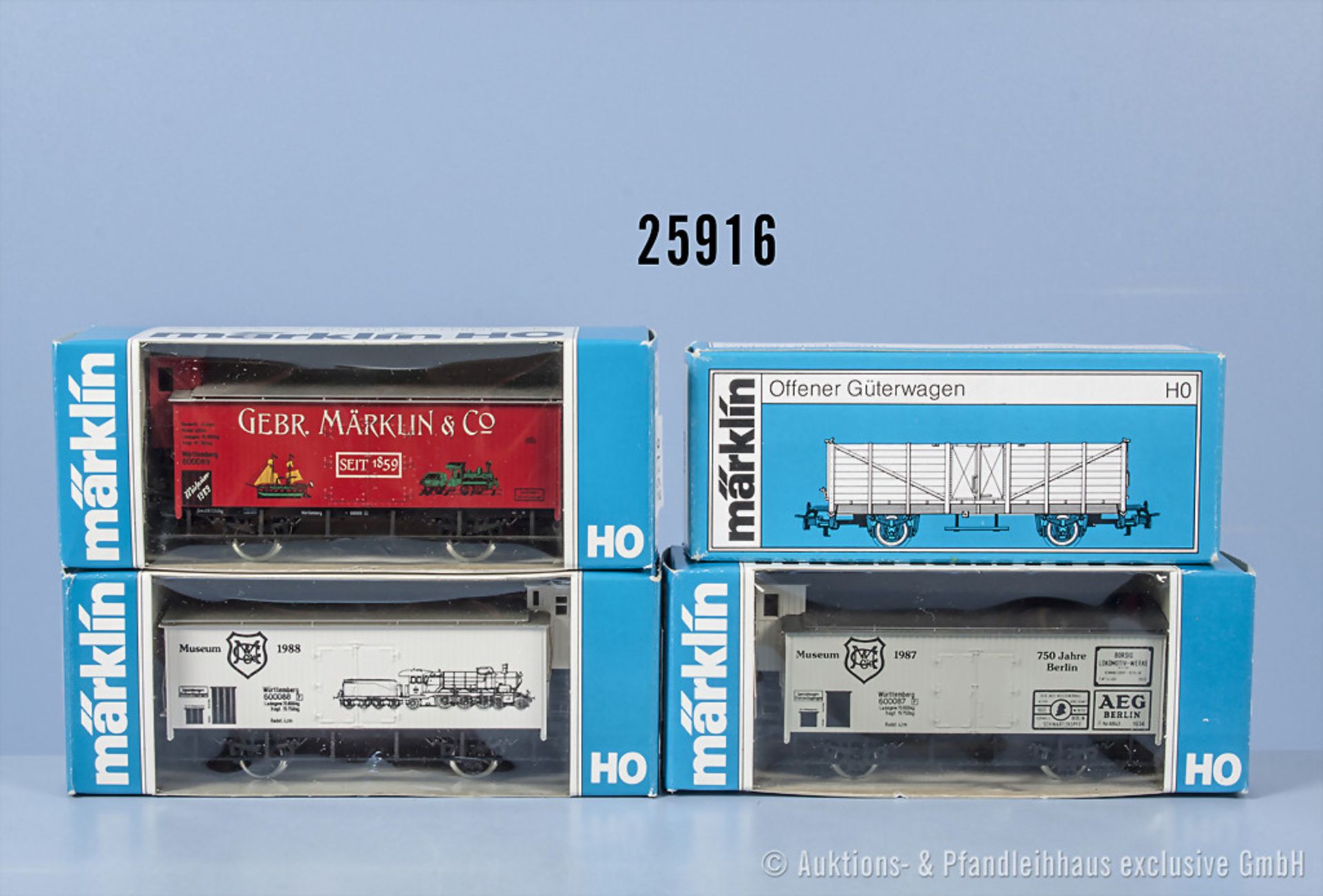 Konv. 4 Märklin H0 Museumswagen von 1987, 1988, 1989 und 1990, Zustand 1, in ...