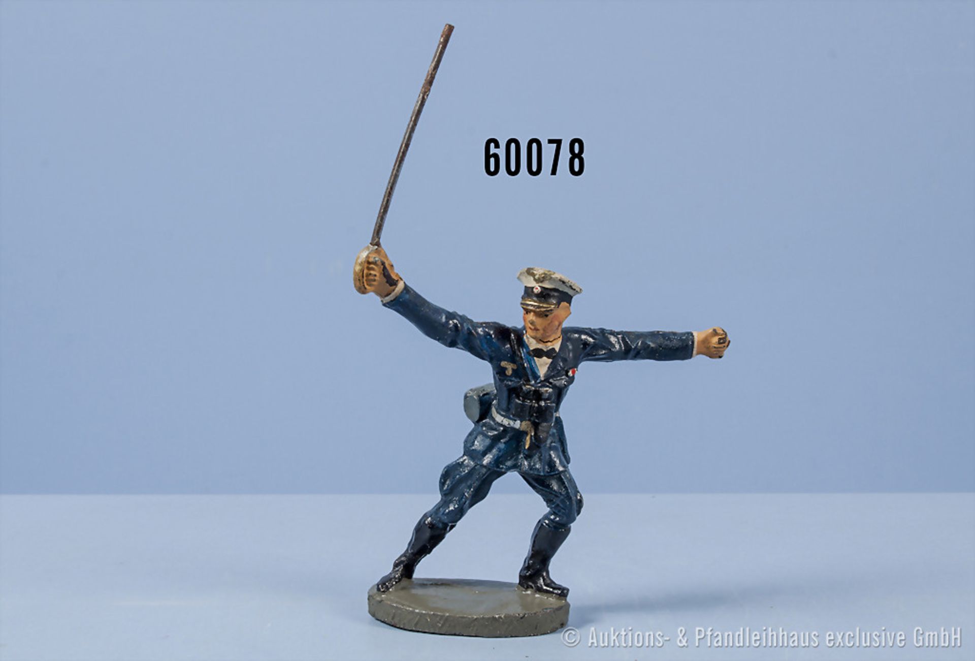 Elastolin Sturmoffizier der Marine in blauer Marine-Uniform, h. M., 7 cm Serie, guter ...