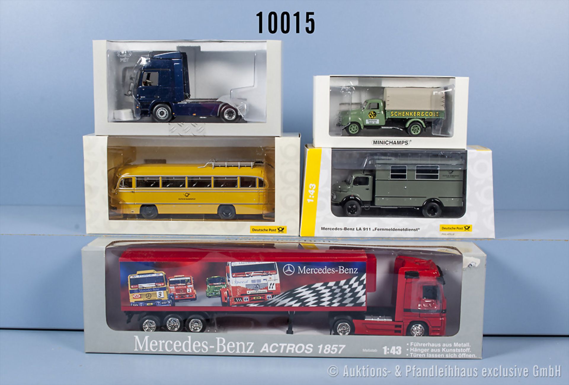 Konv. 5 Modellfahrzeuge dabei Zugmaschine, Lkw, Bus usw., Hersteller Premium Classixxs, ...