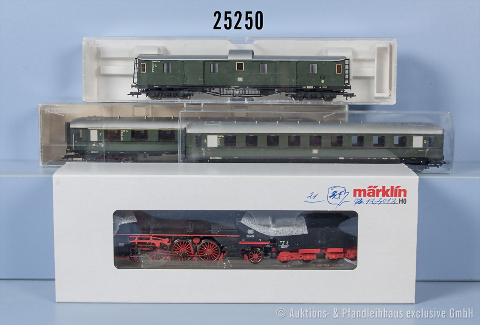 Konv. H0 D-Zug, dabei Märklin digital 37187-02 Schlepptenderlok der DB, BN 18 473, ...