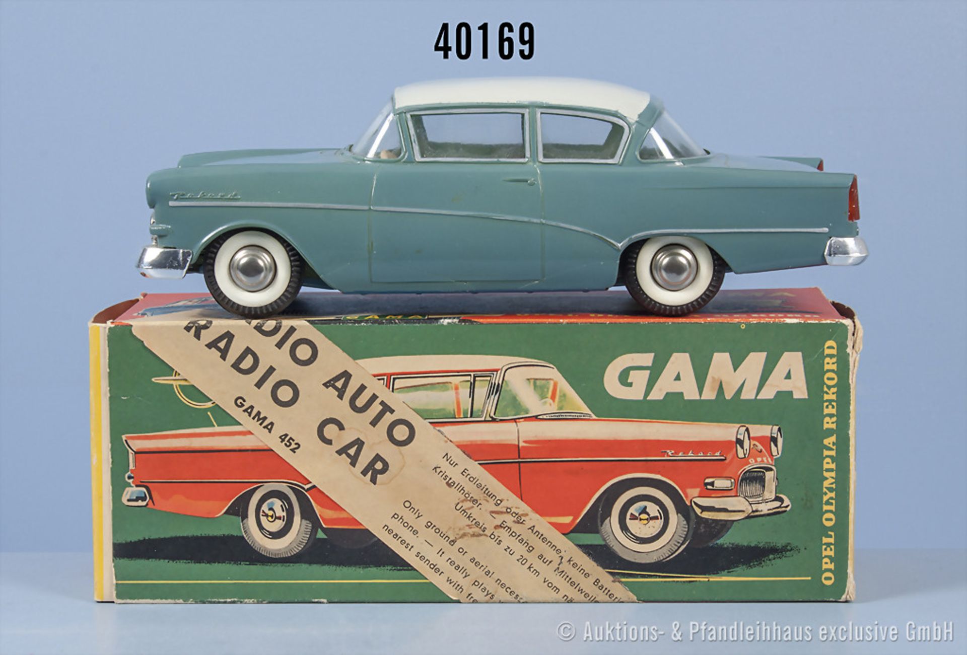 Gama 452 Opel Olympia Rekord Radio Auto, blaugraue Kunststoffausf., Antenne ausziehbar, ...