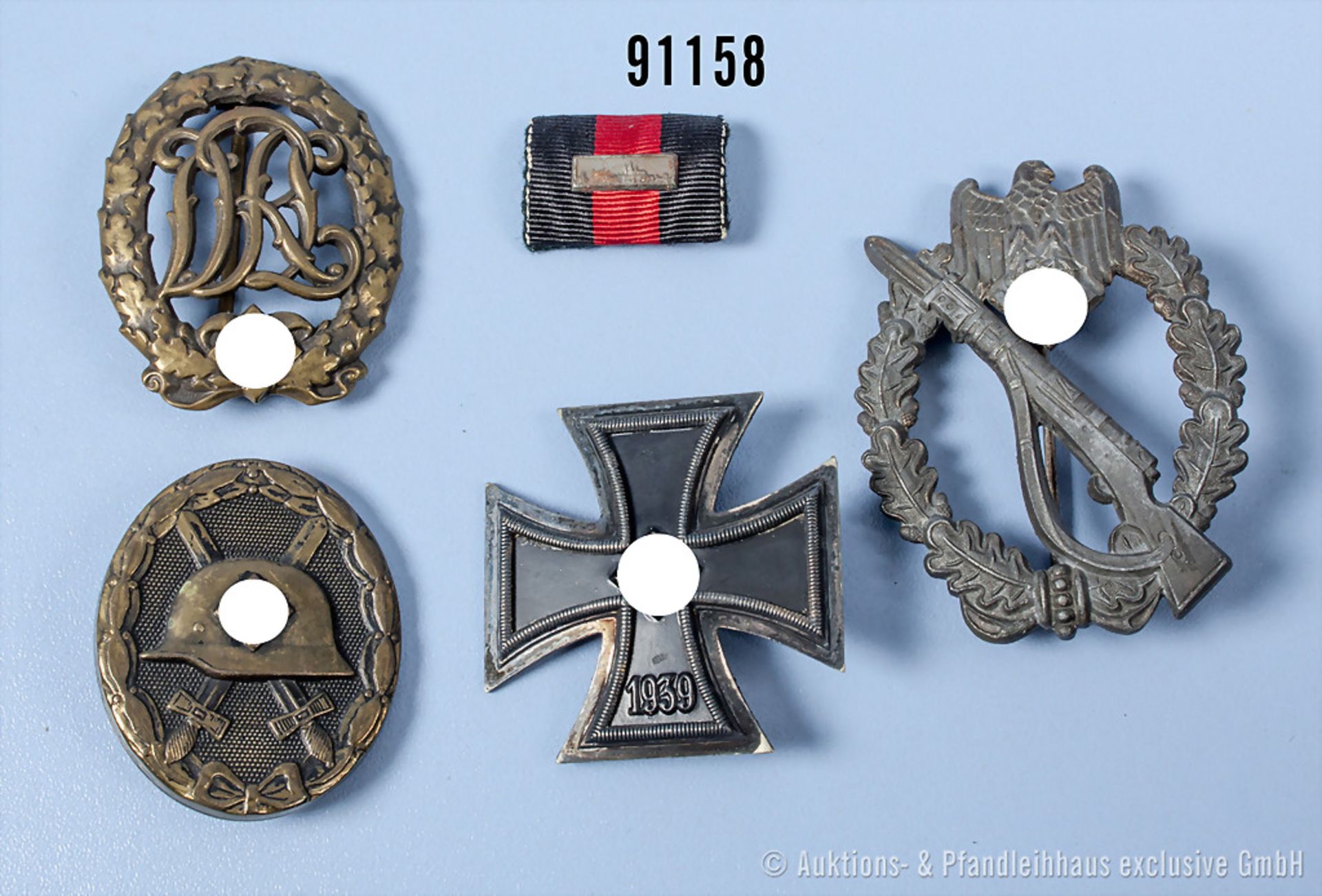 Konv. Infanterie-Sturmabzeichen in Silber, Zinkausf., VWA in Schwarz, Sportabzeichen in ...