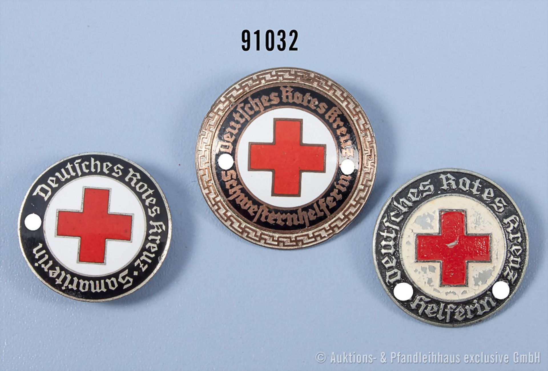 Konv. Deutsches Rotes Kreuz 3. Reich, 3 Schwesternbroschen, Schwesternhelferin, ...
