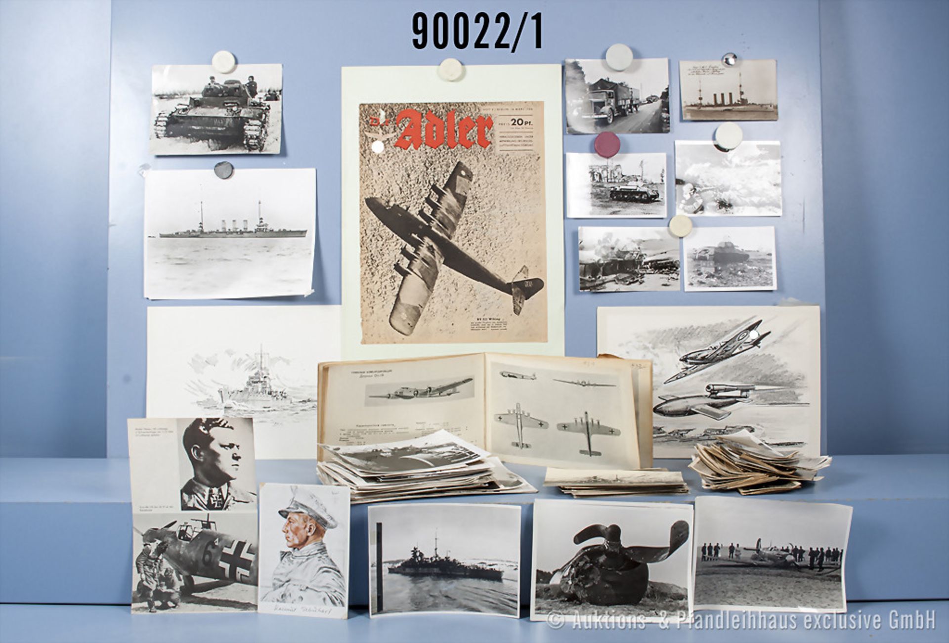 sehr umfangreiches Konvolut, Fotos 2. WK über Heer, Luftwaffe und Marine, Titelbilder ...