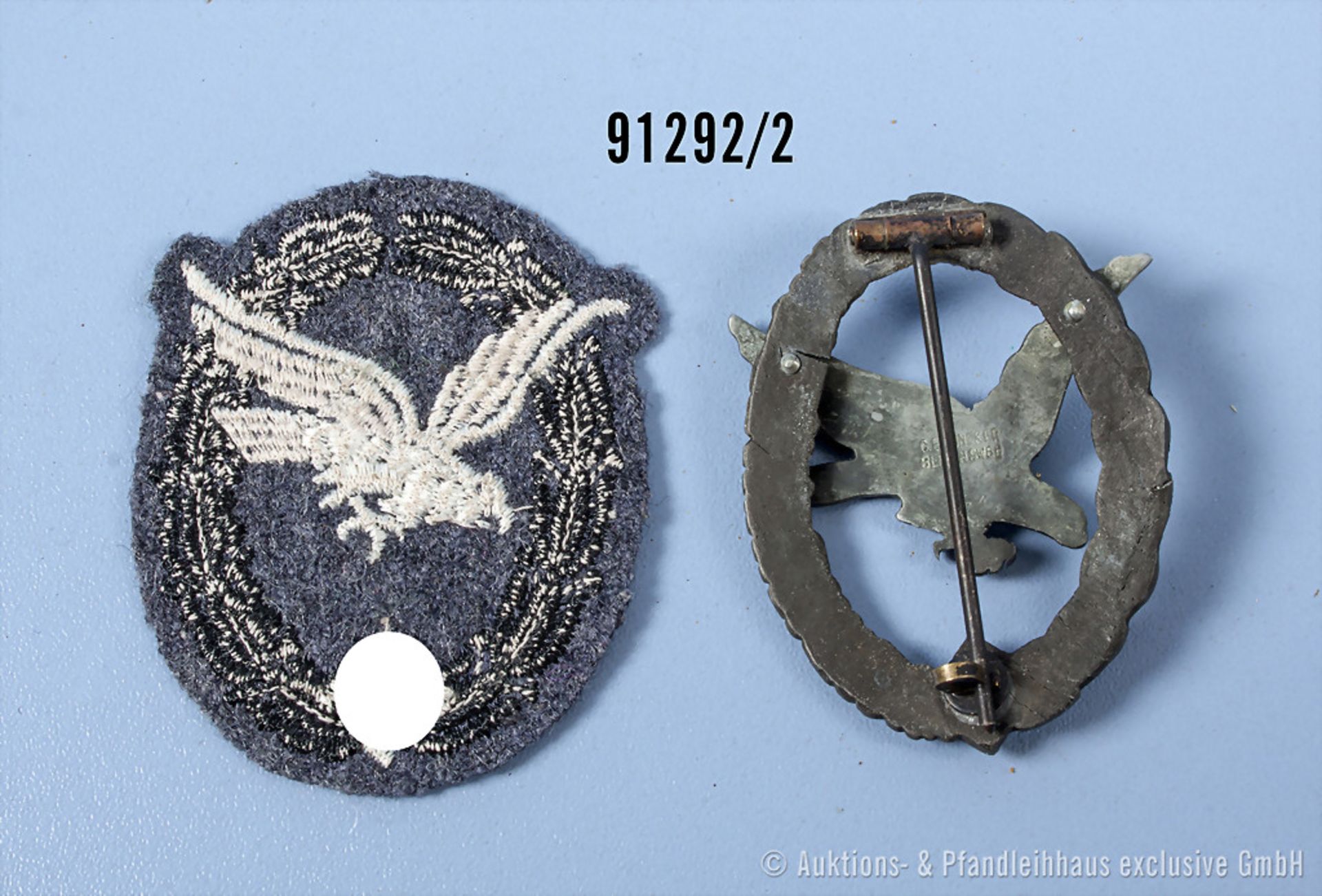 Konv. Fliegerschützenabzeichen ohne Blitzbündel, mit schwarzem Kranz, Zinkausf., ... - Image 2 of 2