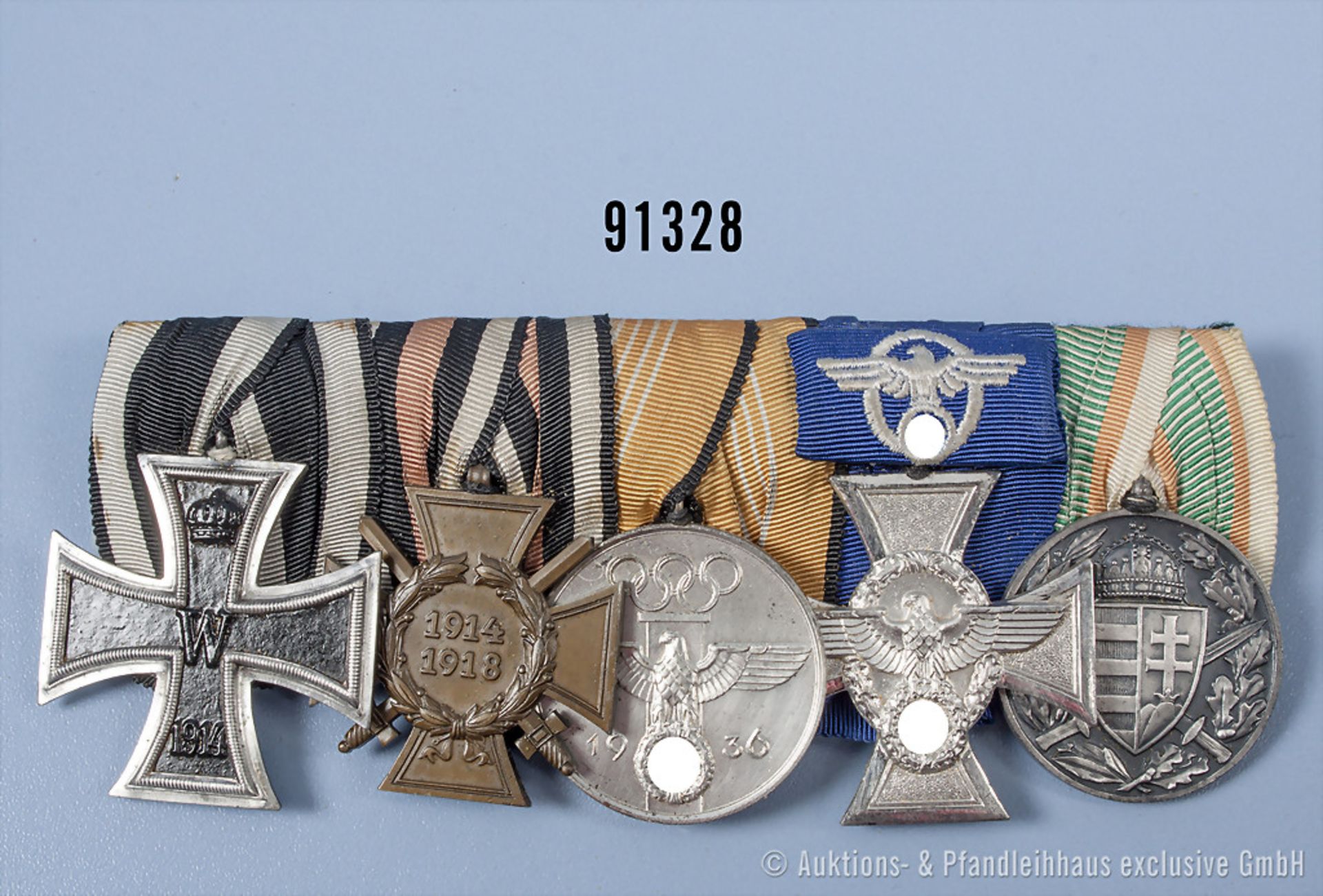 5er Ordensspange, EK 2 1914, EKF, Olympia-Erinnerungsmedaille, ...