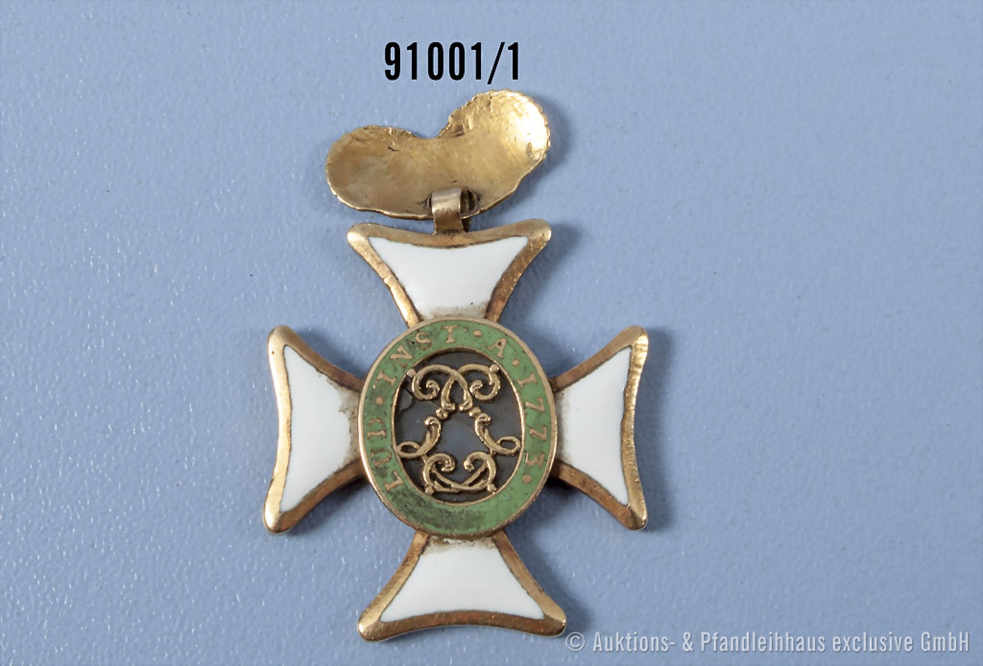 Unbekanntes Ordenskreuz eines Barockordens 18. Jahrhundert, Gold emailliert, ...