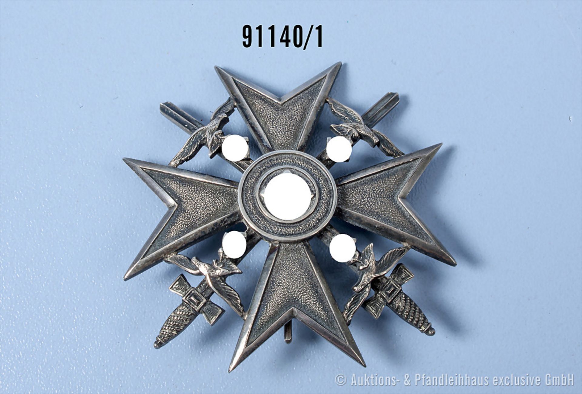 Spanienkreuz in Silber, mit Schwertern, Herstellerpunze von Meybauer, Silberpunze "900", ...