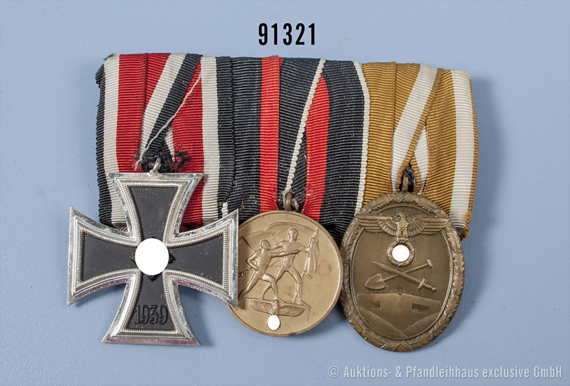 3er Ordensspange, EK 2 1939, Sudetenlandmedaille und Schutzwall-Ehrenzeichen, guter ...