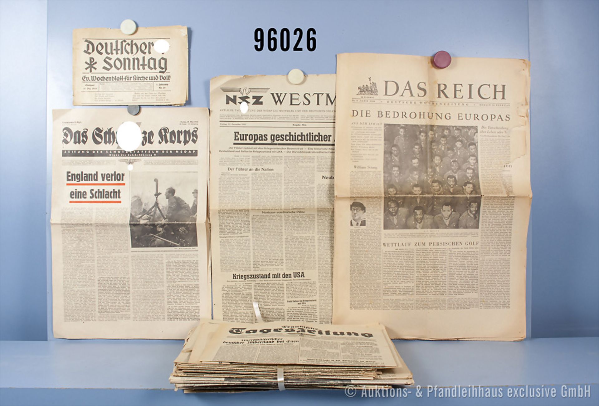 Konv. 53 Tages- und Wochenzeitungen, 8x "Berliner Lokalanzeiger" 1941 und 1936, 1x ...