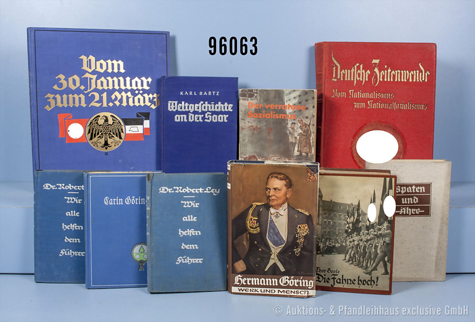 Konv. 9 Bücher 3. Reich, VK, 2 x "Wir alle helfen dem Führer", "Carin Göring", "Hermann ...