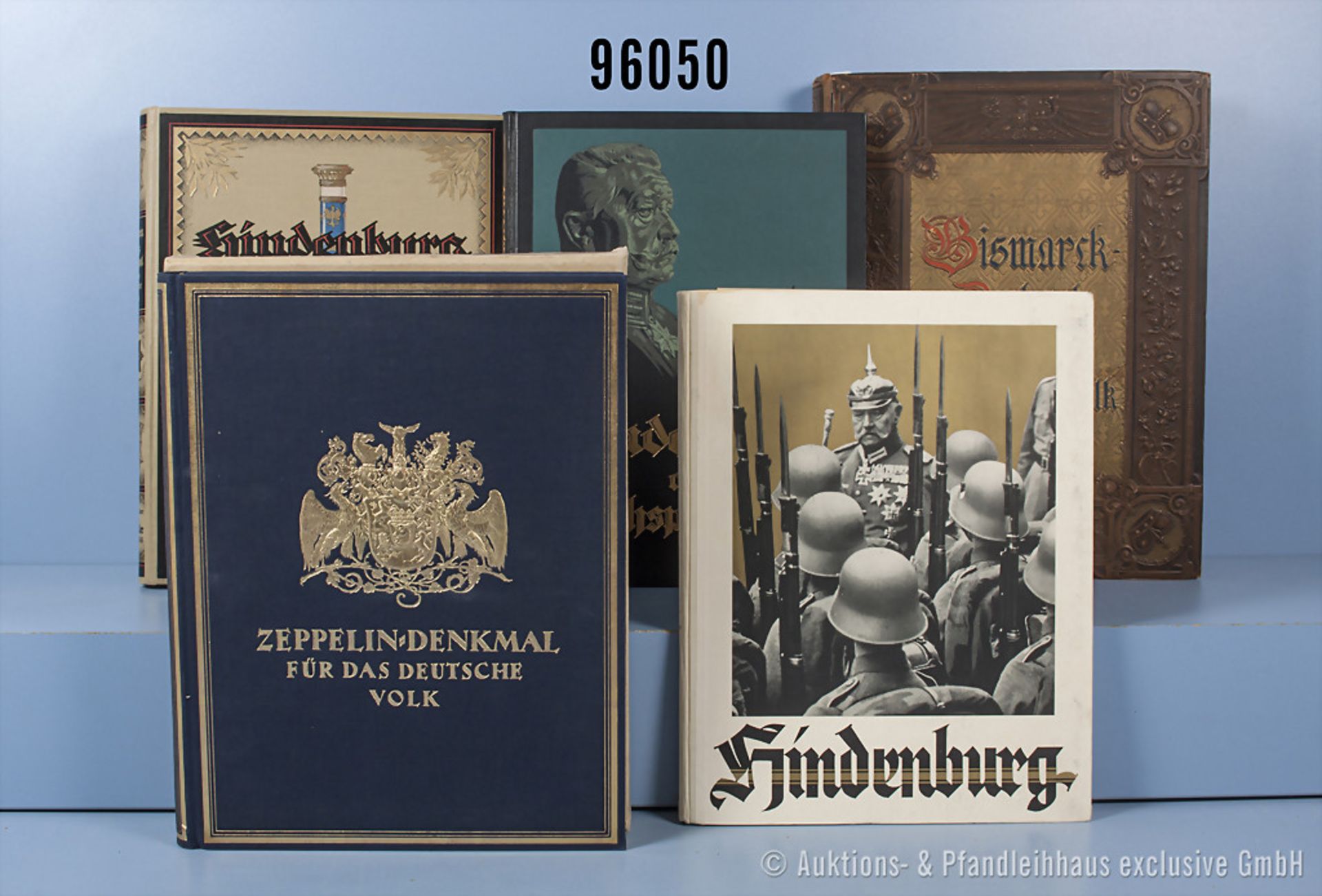 5 großformatige Bände "Zeppelin - Denkmal für das Deutsche Volk" im Schuber, "Bismarck - ...