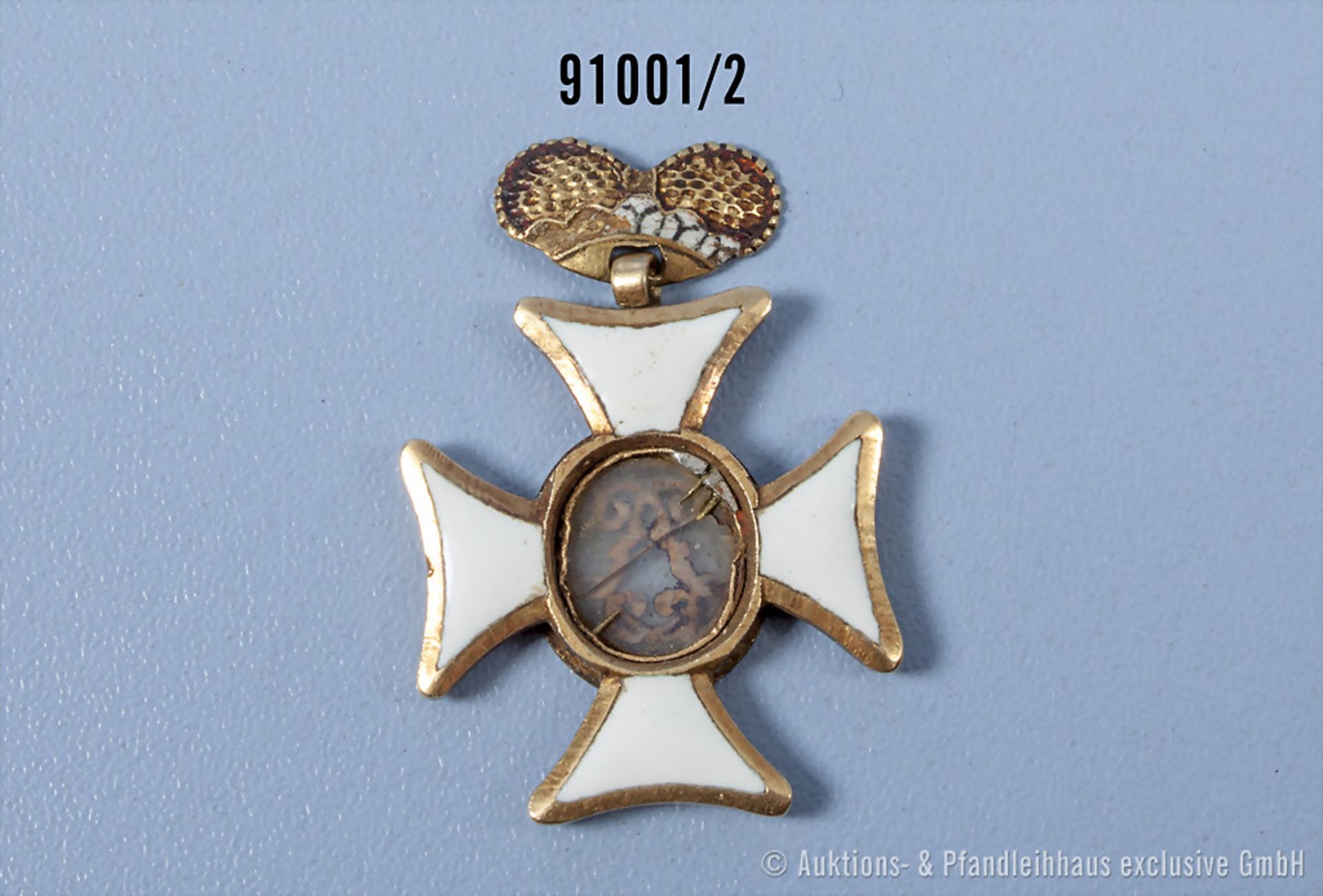 Unbekanntes Ordenskreuz eines Barockordens 18. Jahrhundert, Gold emailliert, ... - Bild 2 aus 2