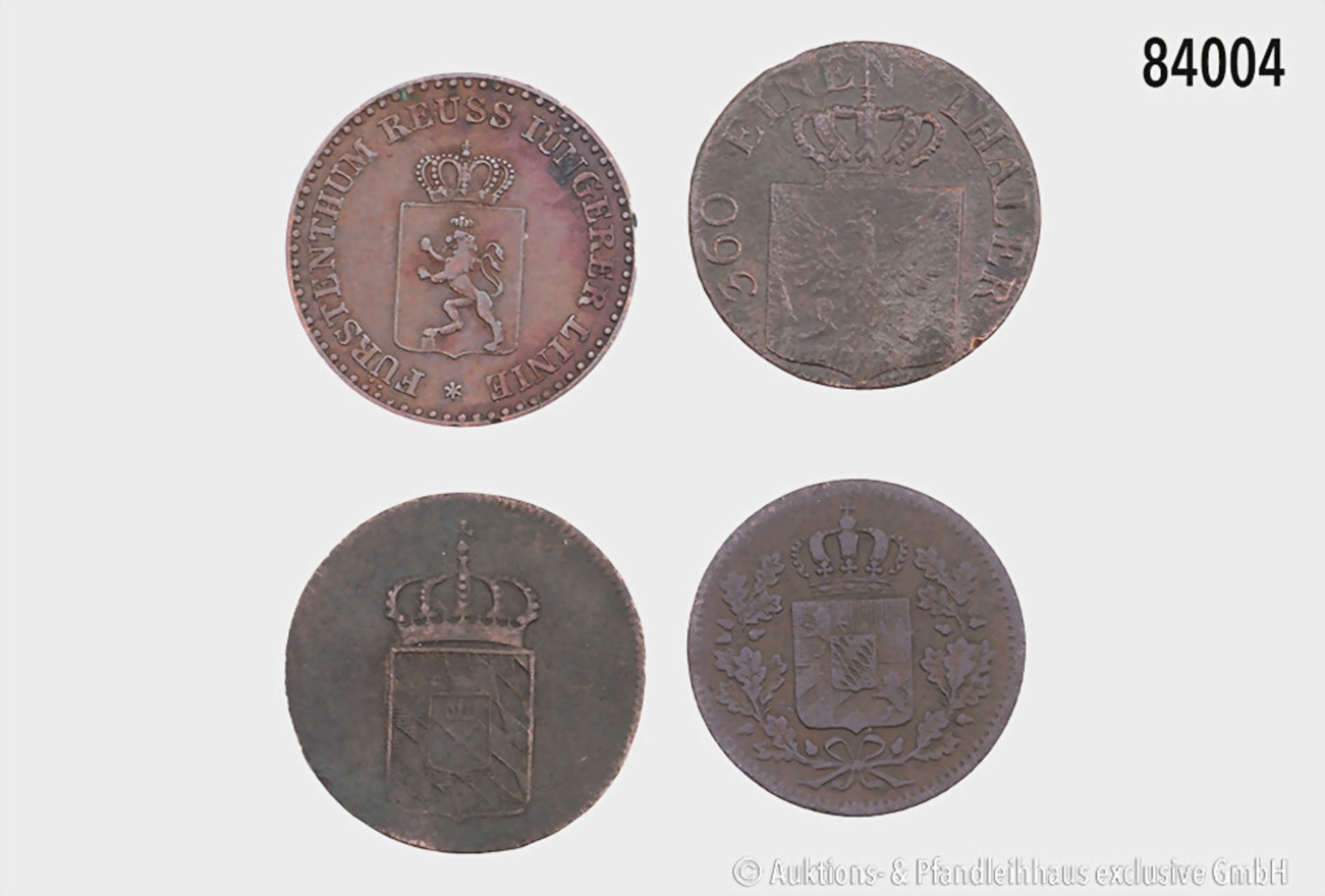 Altdeutschland, Konv. Preußen 1 Pfennig 1837, Bayern 1 Pfennig 1810 und 1840 und Reuß ... - Bild 2 aus 2