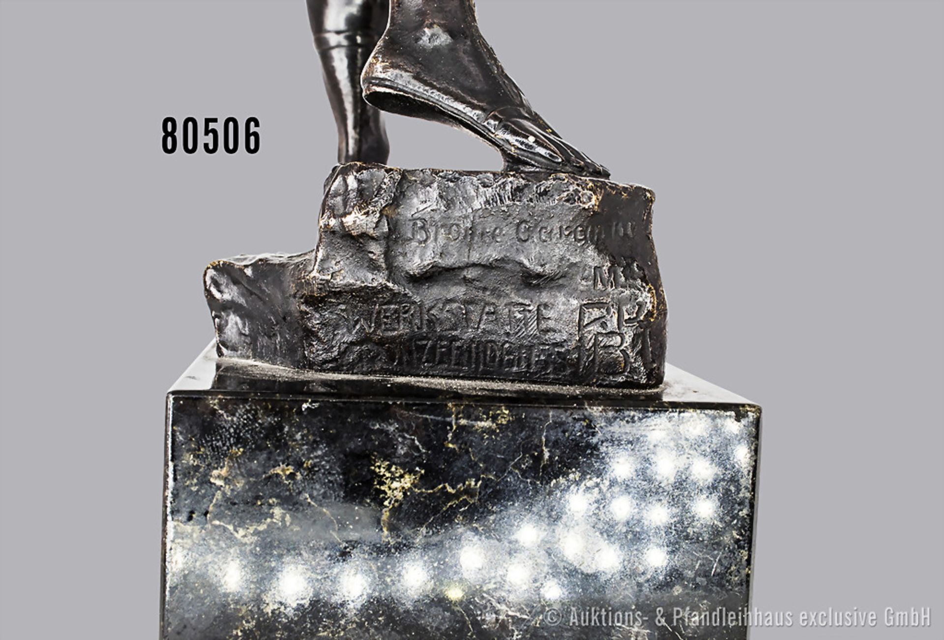 Bronzeskulptur Bogenschütze, signiert "Effenberger", Bronzeguss, Gießereistempel "Bronze ... - Bild 3 aus 3