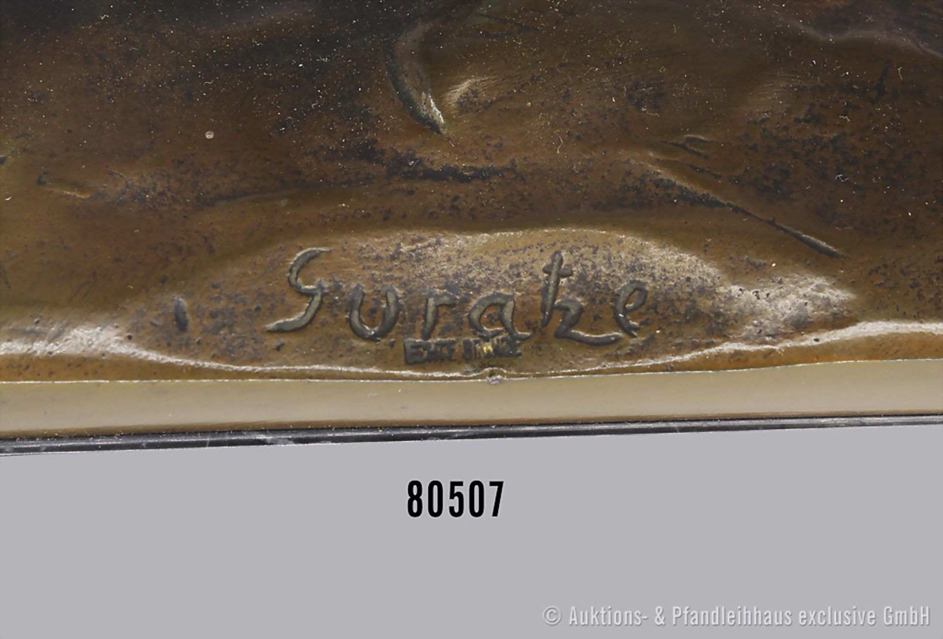 Bronzeskulptur, Rehbock, auf Marmorsockel, signiert "Guradze/Echte Bronze", Hans Guradze ... - Bild 3 aus 3